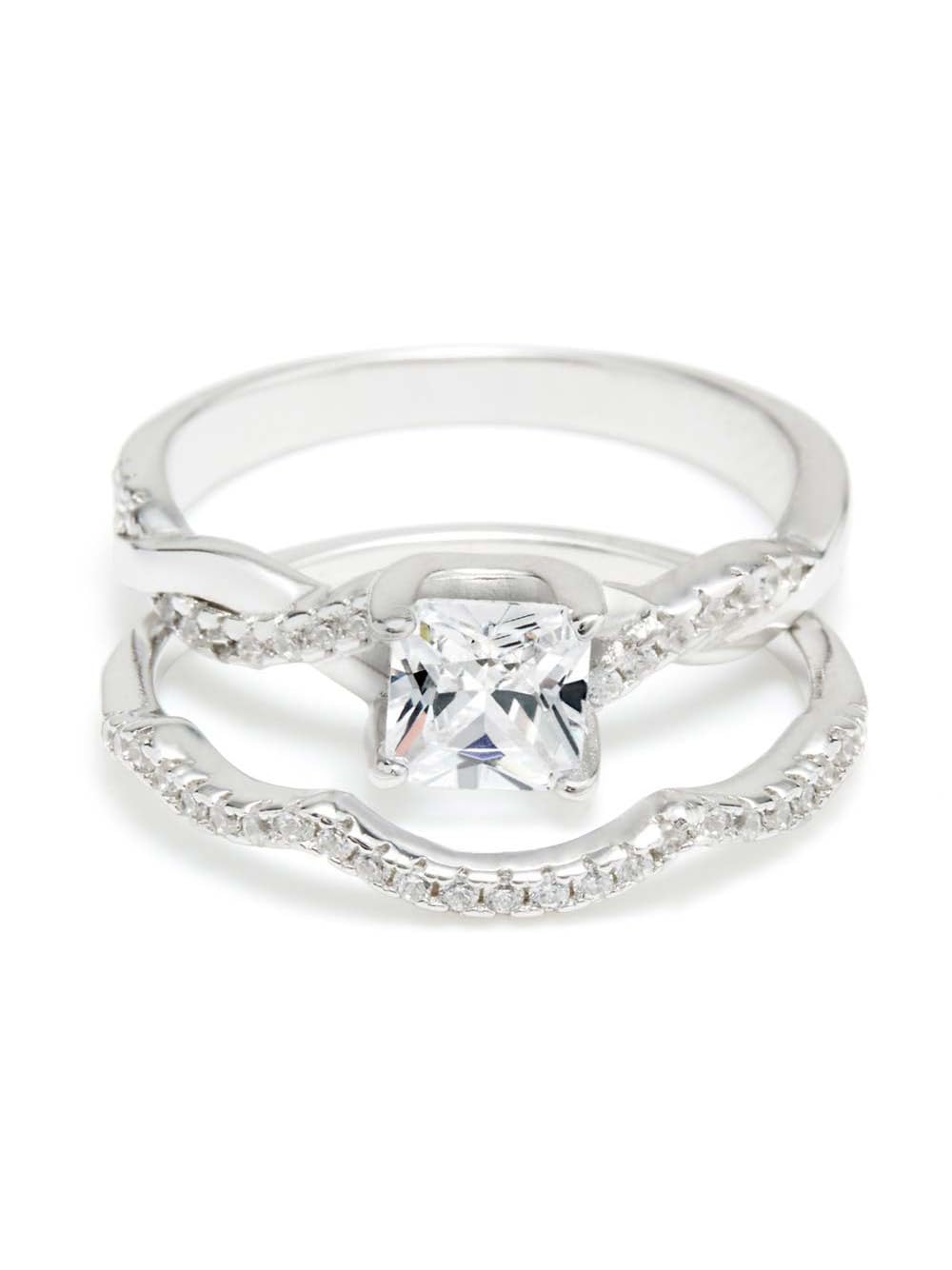 Princess Cut CZ Engagement Ring Set for Women - Sterling Silver Petite Wedding Band (Sizes 5-9) | Elegant Bridal Jewelry for Proposals, Anniversaries & Special Occasions