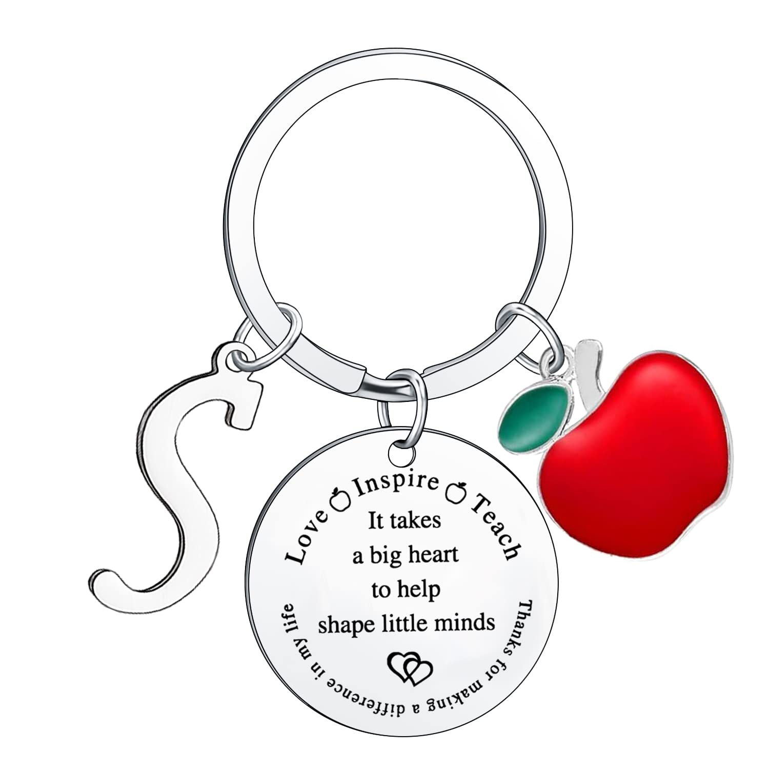 Personalized Teacher Keyring - Custom Initial Engraved Graduation & Appreciation Gift for Educators - Perfect for Teacher's Day, End of Year, Retirement & Thank You Gifts