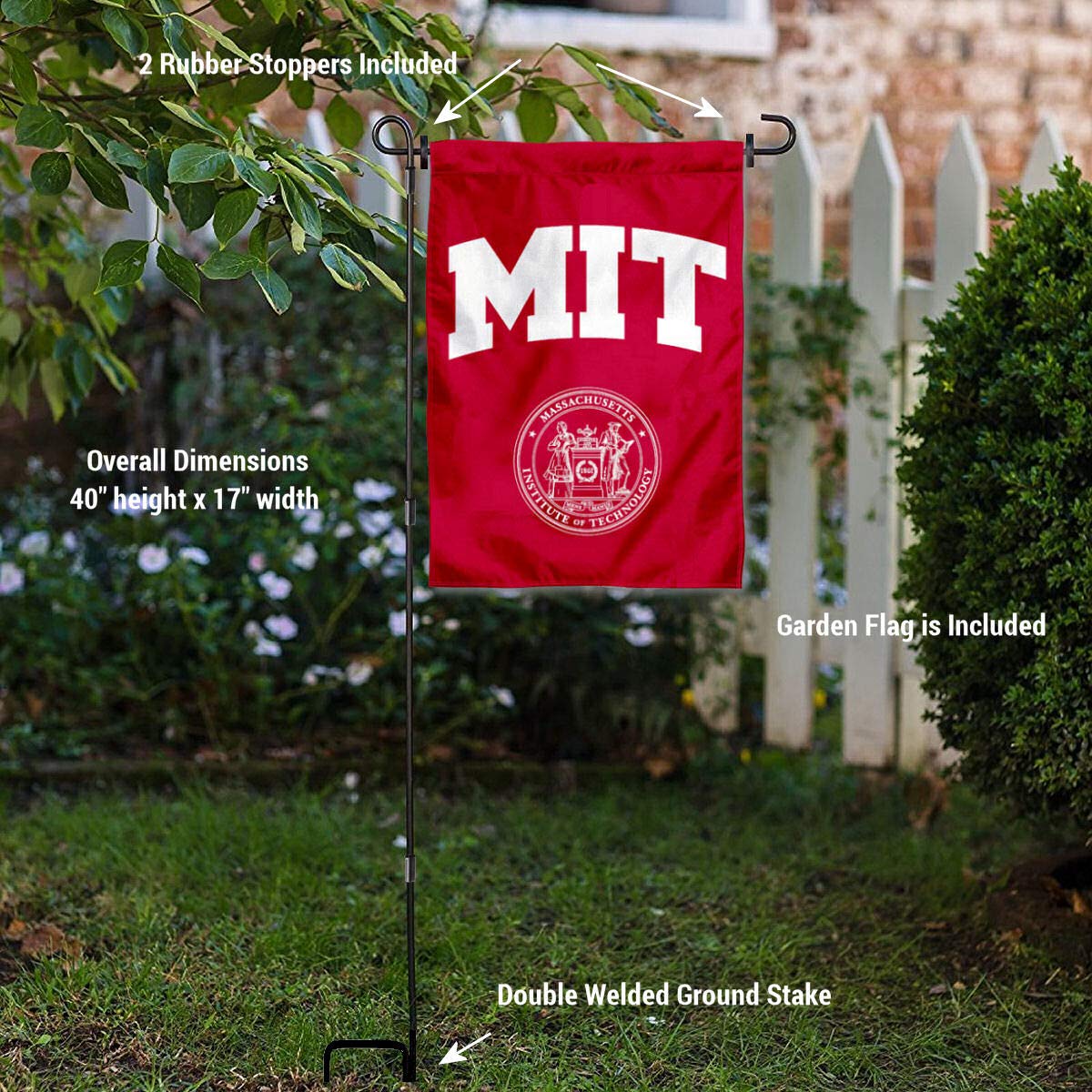 MIT Engineers Garden Flag with Stand Holder - College Flags & Banners Co. | Durable Outdoor Decoration for School Pride, Graduation Gifts & Campus Events
