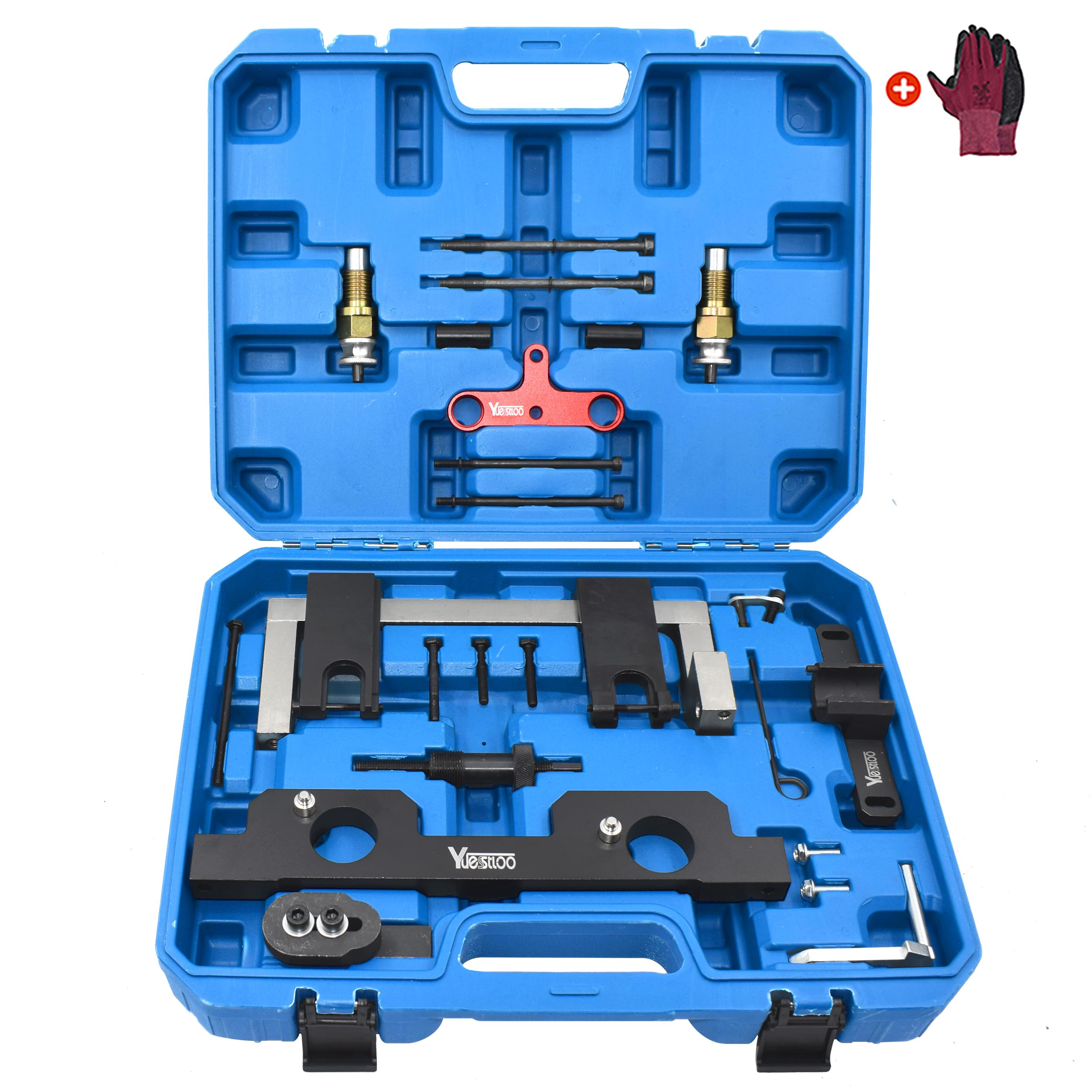 BMW N20 N26 Engine Camshaft Alignment Timing Tool Kit - Includes Flywheel Holder, Balance Shaft Tool & Fuel Injector Install/Removal Tool with Gloves - Perfect for Professional Mechanics & DIY Engine Repair