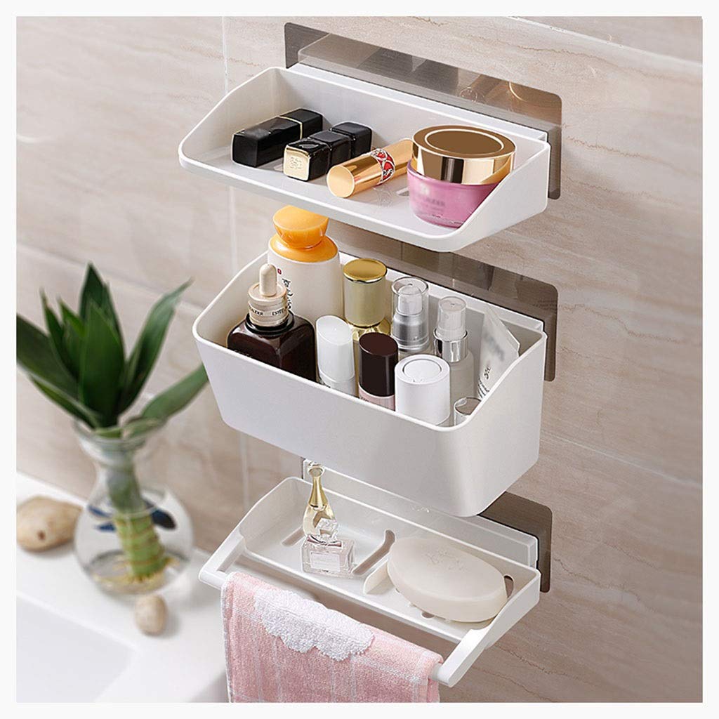 Wall Mounted Floating Shelves - Sturdy Storage Rack for Kitchen, Bathroom & Shower | Space-Saving Spice Organizer with Hooks | Perfect for Small Spaces & Home Organization (Style 2)