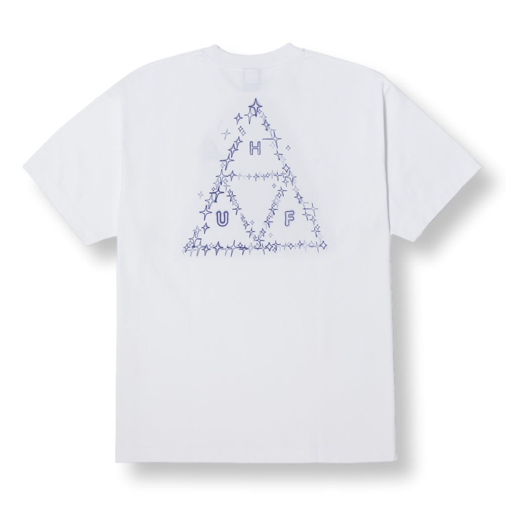 HUF Gleam Short Sleeve T-Shirt for Men - White Cotton Crewneck Tee - Casual Streetwear for Everyday Wear & Skateboarding