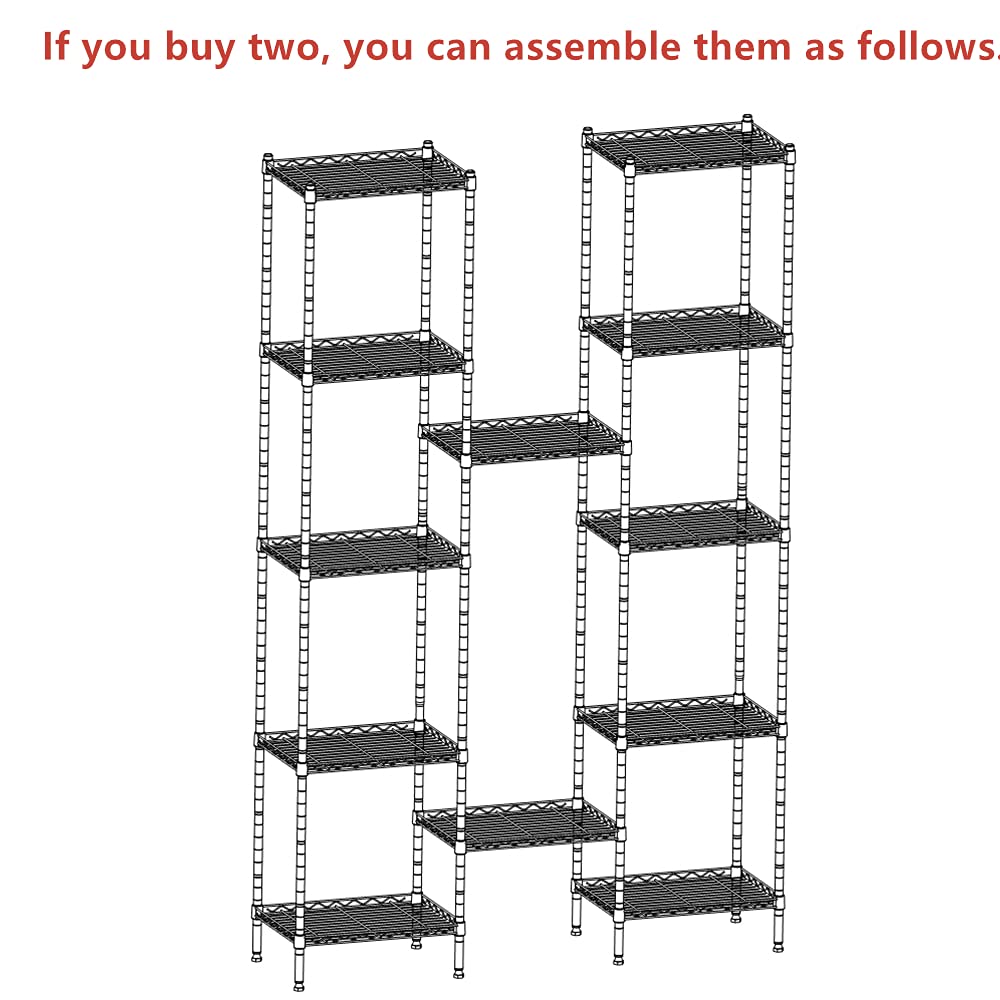 REGILLER 6-Tier Adjustable Steel Wire Shelving Unit - 11.7