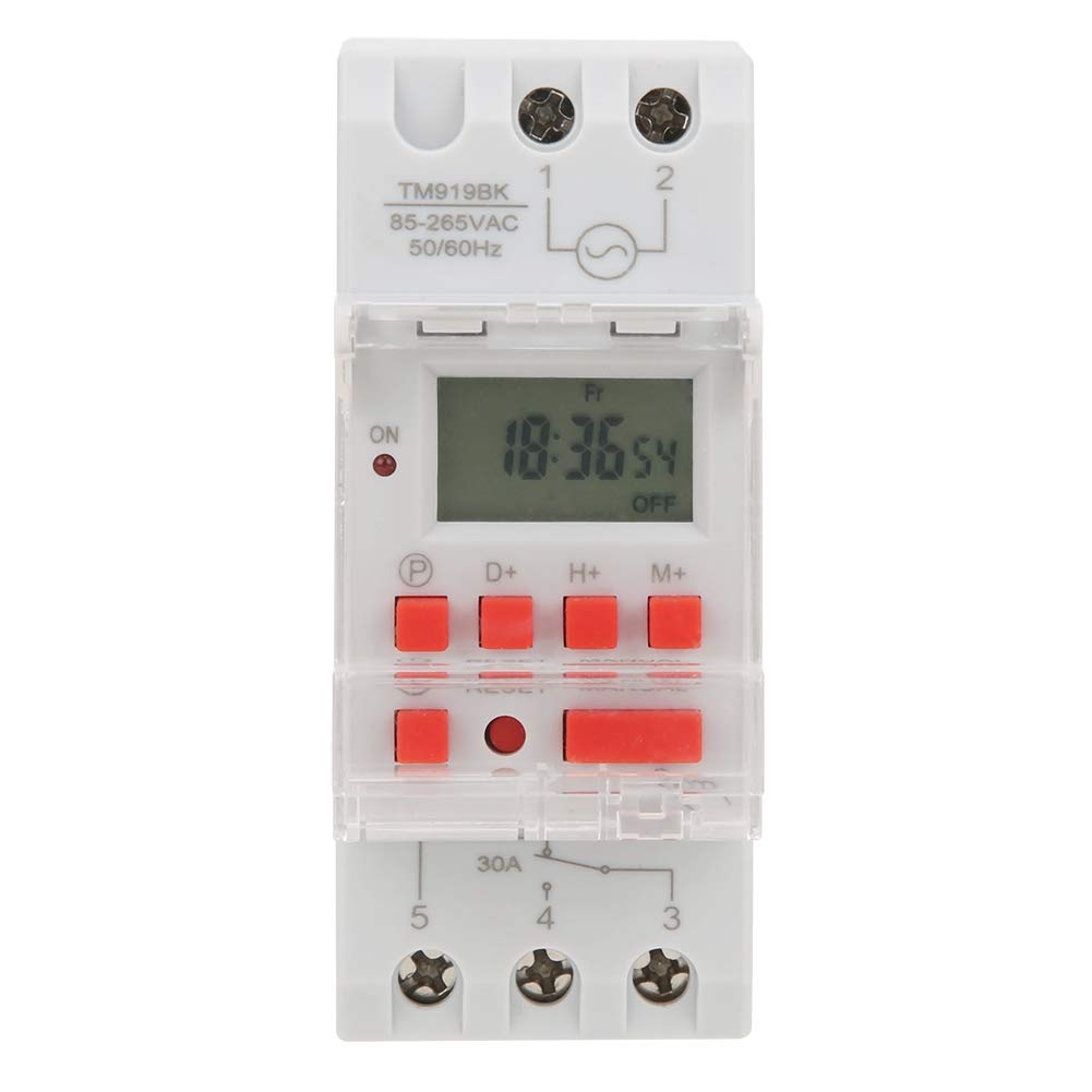TM919BK Digital Timer Switch - AC 85-265V 30A, 24H/7D Programmable with 16 On/Off Settings & Countdown Function | Perfect for Home Automation, Lighting Control, and Energy Saving