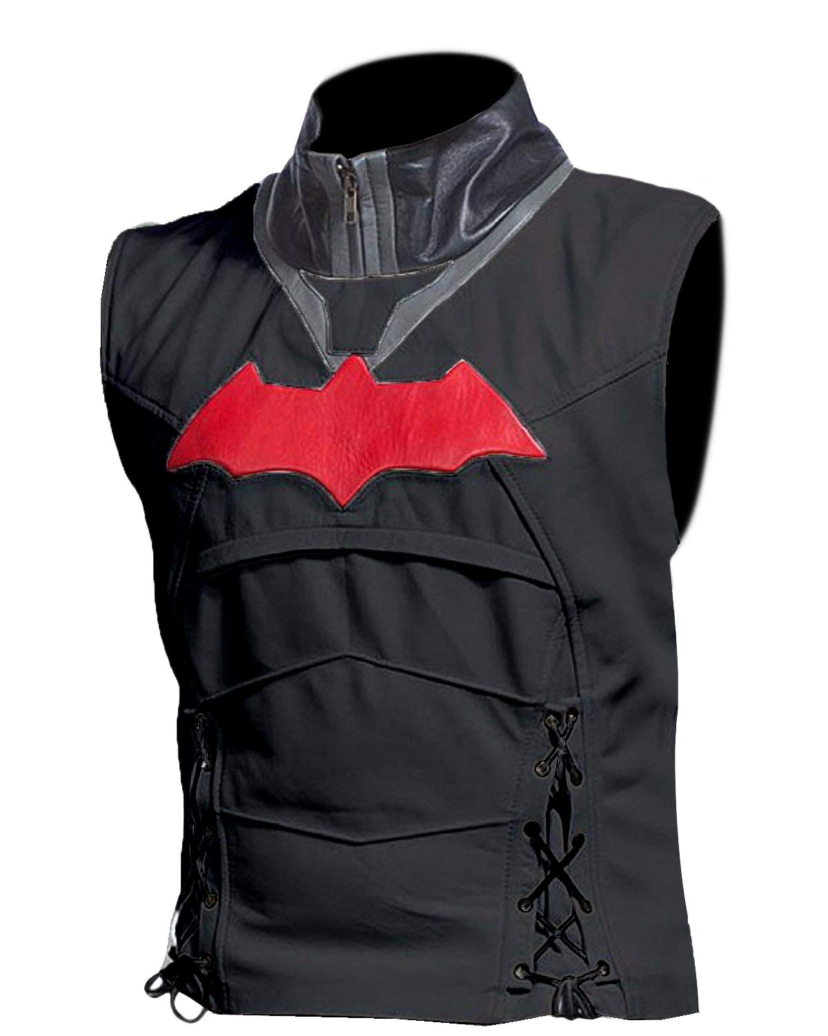 Men's Faux Leather Batwing Style Vest - Extra Large (XL) for Motorcycle Riding, Cosplay & Gothic Fashion
