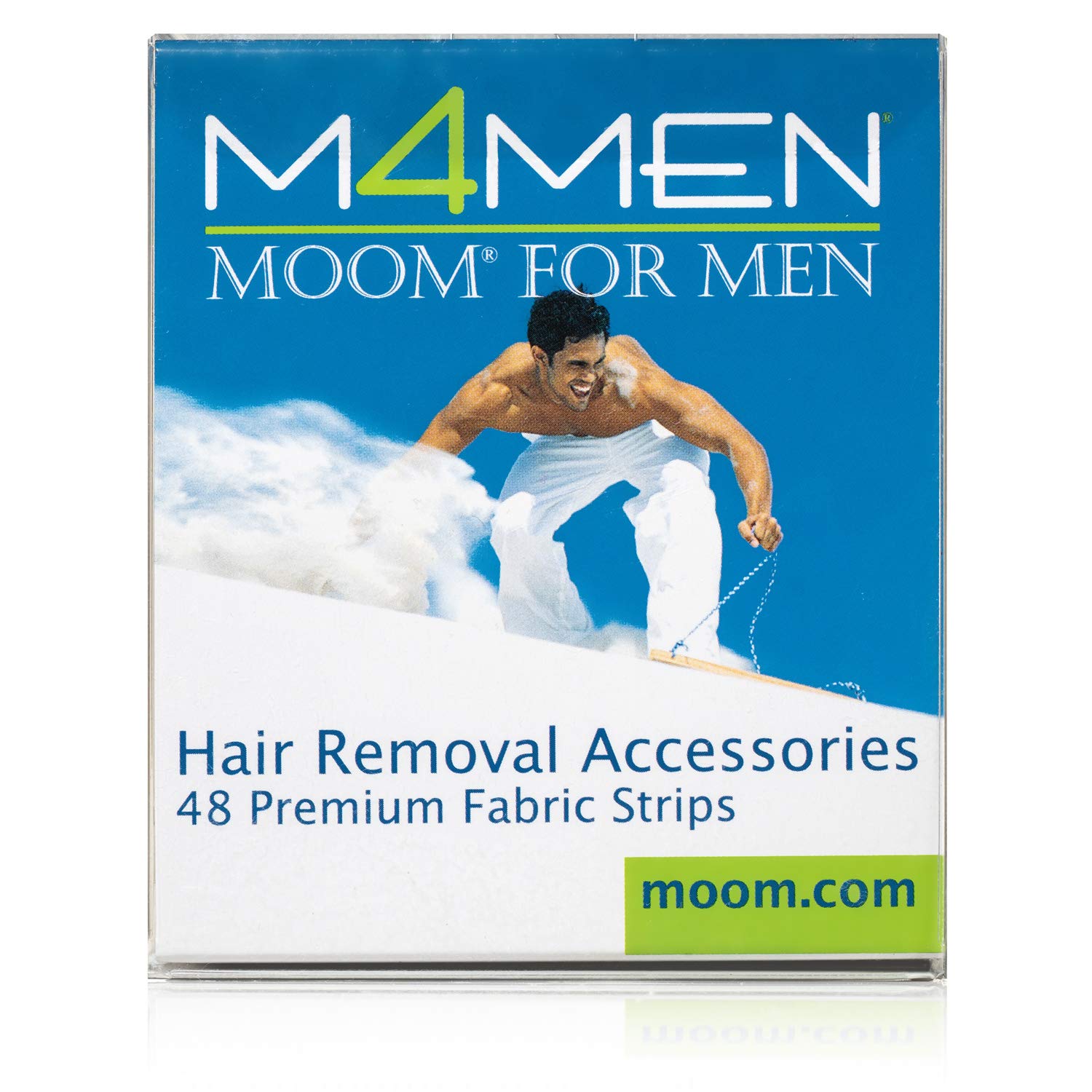 MOOM Waxing Strips for Men - 5 Pack (240 Strips) | Polycotton Hair Removal Strips for Back, Chest & Body | Painless Waxing at Home | Perfect for Pre-Vacation Grooming & Summer Body Care