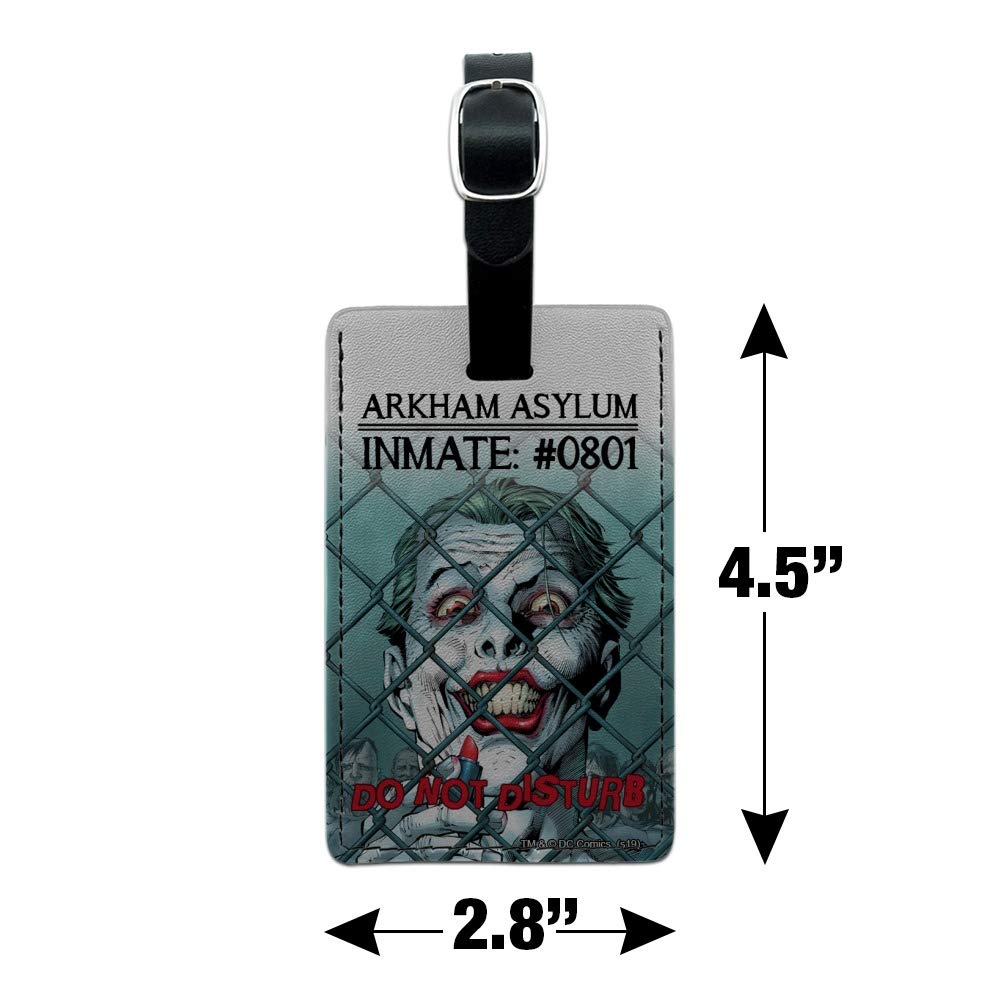 Batman Joker Inmate Do Not Disturb Leather Luggage Tag - Personalized ID Card Holder for Suitcases, Backpacks & Travel Bags - Perfect for Cosplay, Comic Con & Batman Fans