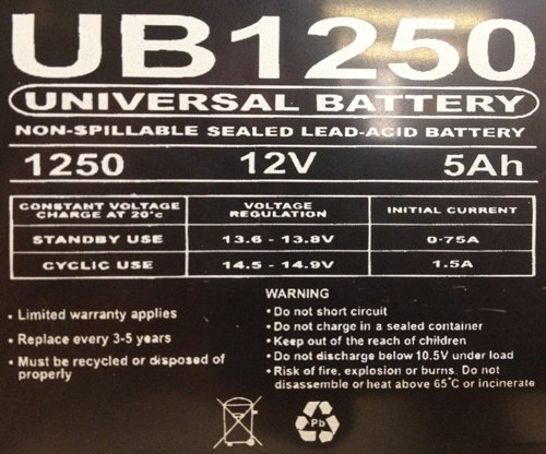 12V 5Ah Replacement UPS Battery for Universal UB1250-12 Pack - Backup Power Supply for Home Office, Security Systems & Emergency Lighting