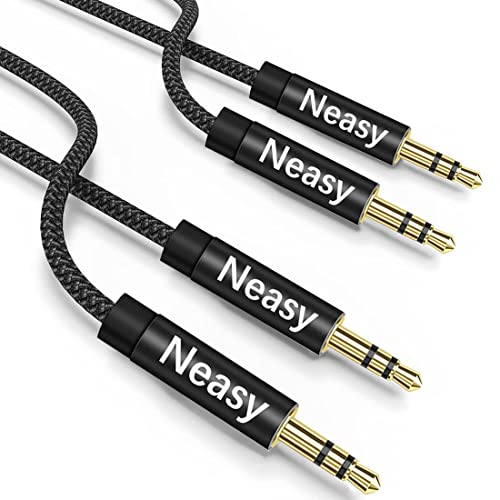 2 Pack Braided 3.5mm Aux Cable [3.3ft/1M] - Hi-Fi Stereo Audio Male to Male Aux Cord for Car, Echo, Headphones, Speakers & Smartphones - Compatible with Most Aux Ports - Perfect for Commuting, Home Audio & Mobile Devices