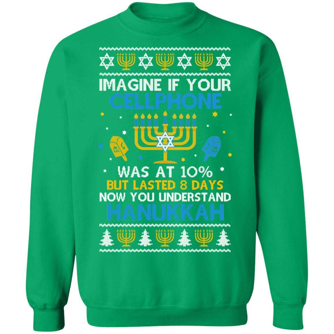 Funny Hanukkah Menorah Ugly Sweater Shirt - Holiday Christmas Sweatshirt for Men & Women - Perfect for Chanukah Parties & Festive Family Gatherings