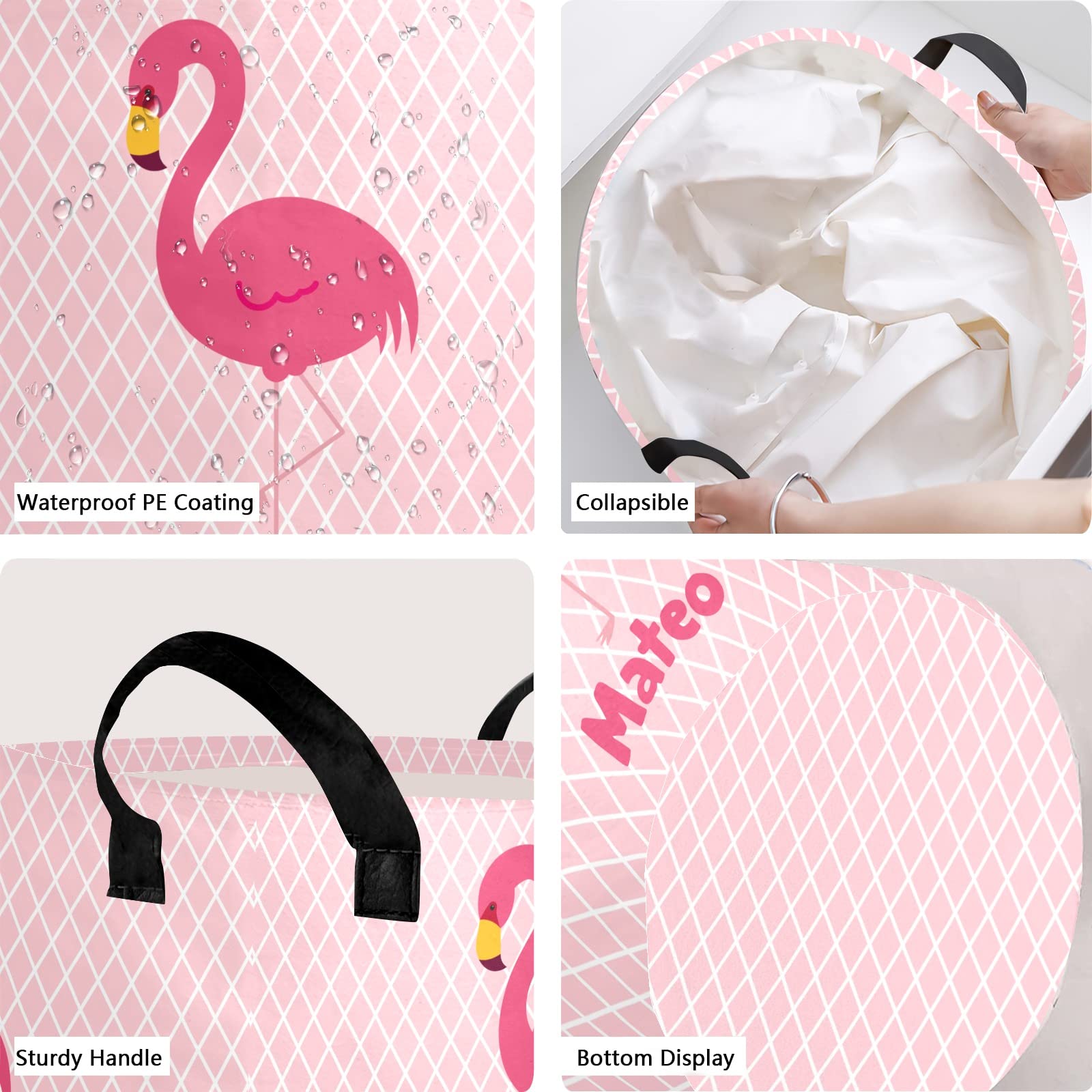 Flamingo Laundry Basket - Collapsible Hamper for Kids Room & Nursery Decor