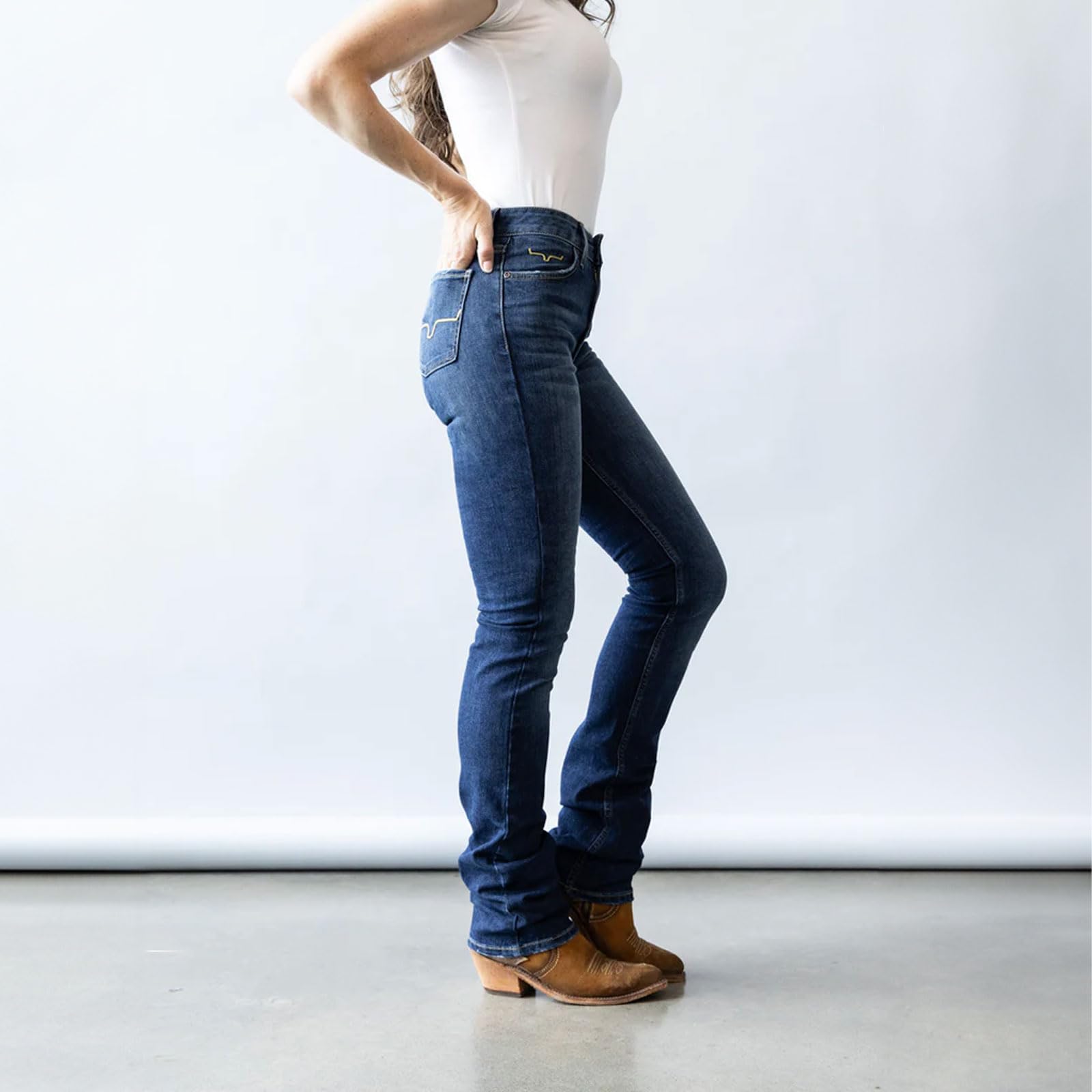 Kimes Ranch Women's Sarah High Rise Bootcut Jeans - Slim Fit, Dark Wash Blue Tri-Blend Denim for Western & Casual Wear | Perfect for Rodeo, Ranch Work & Everyday Style