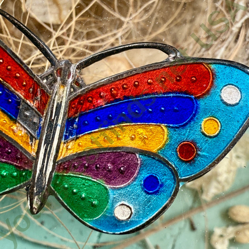 Sterling Silver Guilloche Enamel Butterfly Brooch Pin - Elegant Jewelry Gift for Women - Perfect for Weddings, Parties & Special Occasions