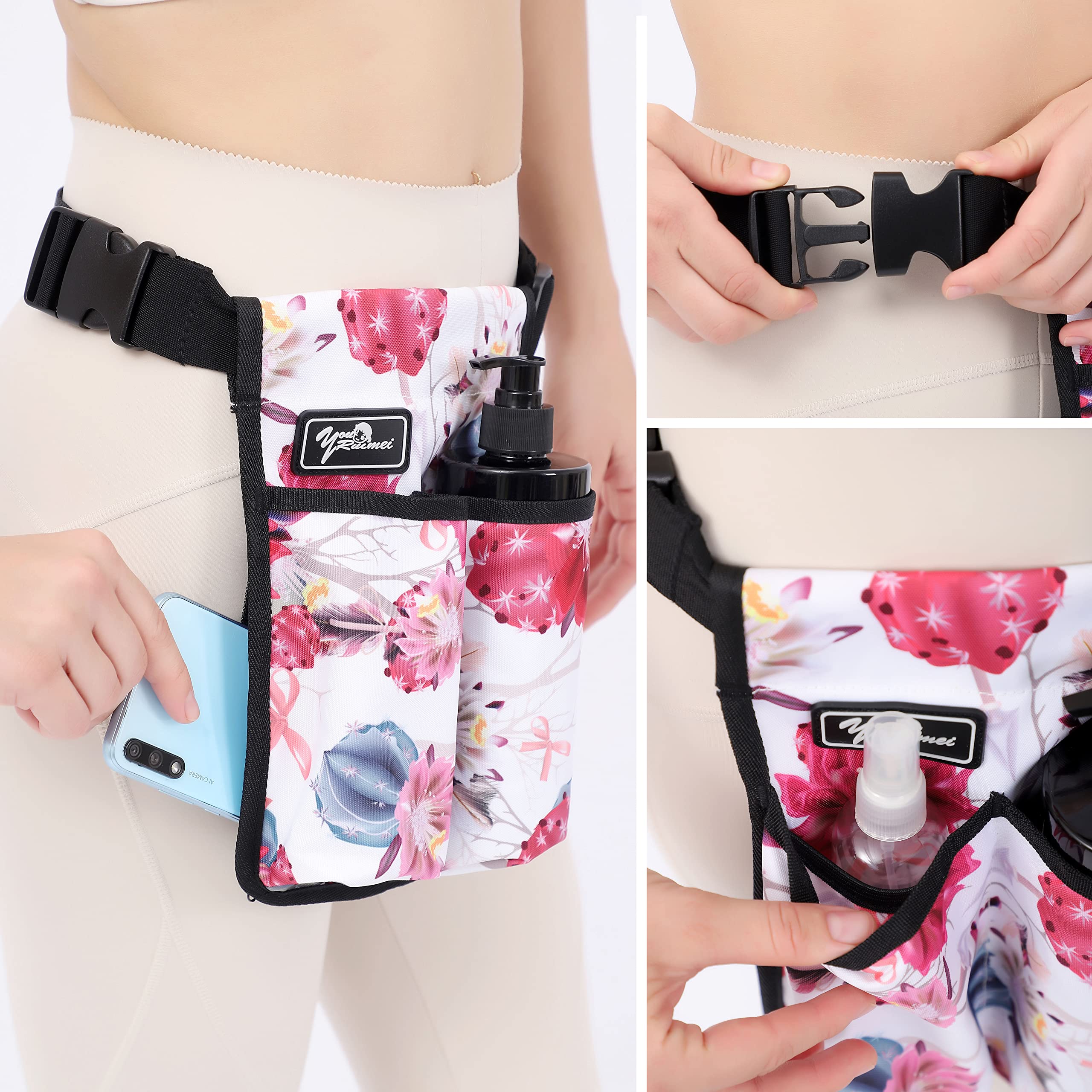 Professional Massage Bottle Bag & Holster for Therapists - Flower Design, Holds Massage Lotion & Oil - Perfect for Spa, Salon, and Home Massage Therapy Sessions