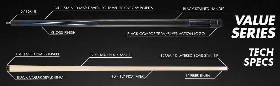 Premium Action VAL23 Pool Cue - 58