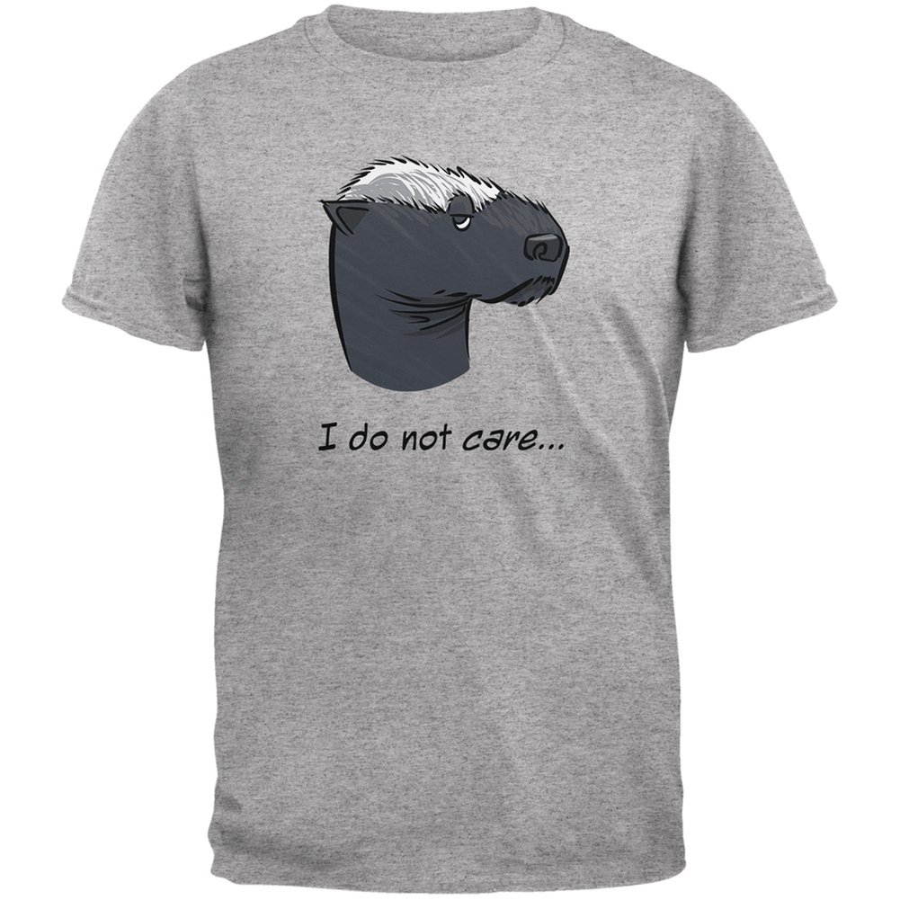 Honey Badger 'I Do Not Care' Heather Grey Adult T-Shirt - Funny Animal Graphic Tee for Casual Wear & Gifts