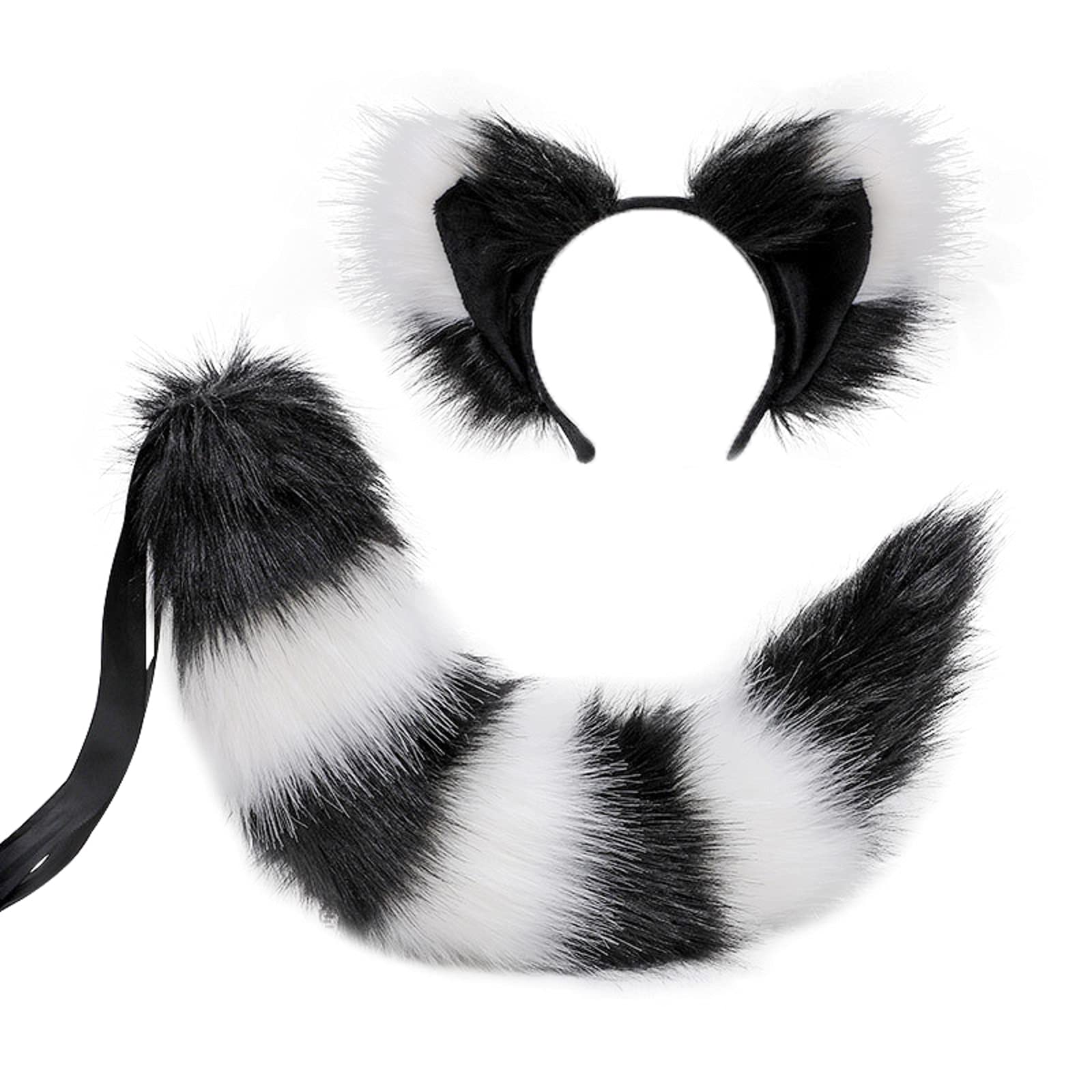 Fxaelian Animal Tail & Ears Headband - Realistic Fox Cat Dog Wolf Cosplay Costume Accessory for Halloween, Anime Conventions & Themed Parties
