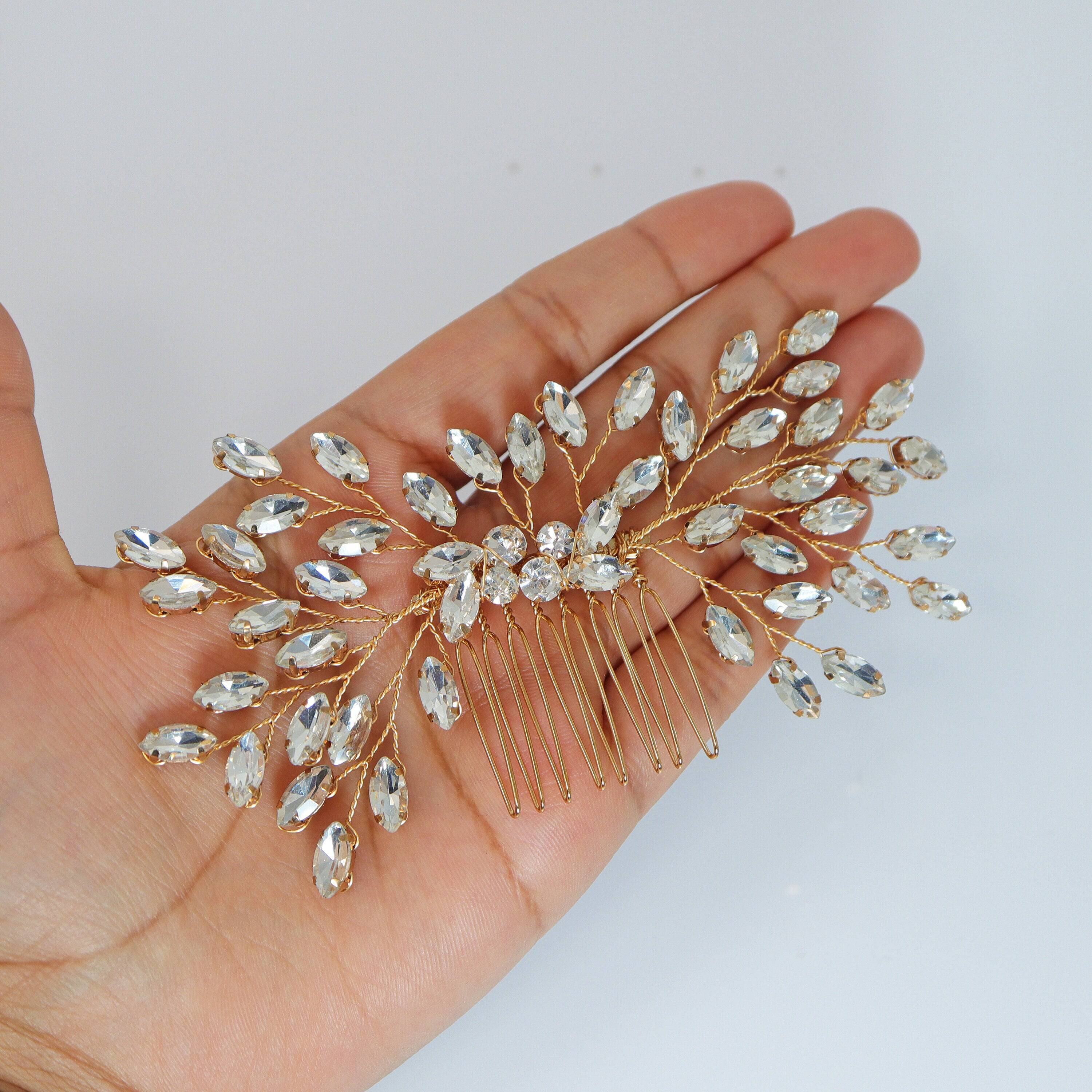 Swarovski Crystal Vine Leaves Bridal Hair Comb - Elegant Wedding Hair Accessory for Brides, Bridal Party & Special Occasions