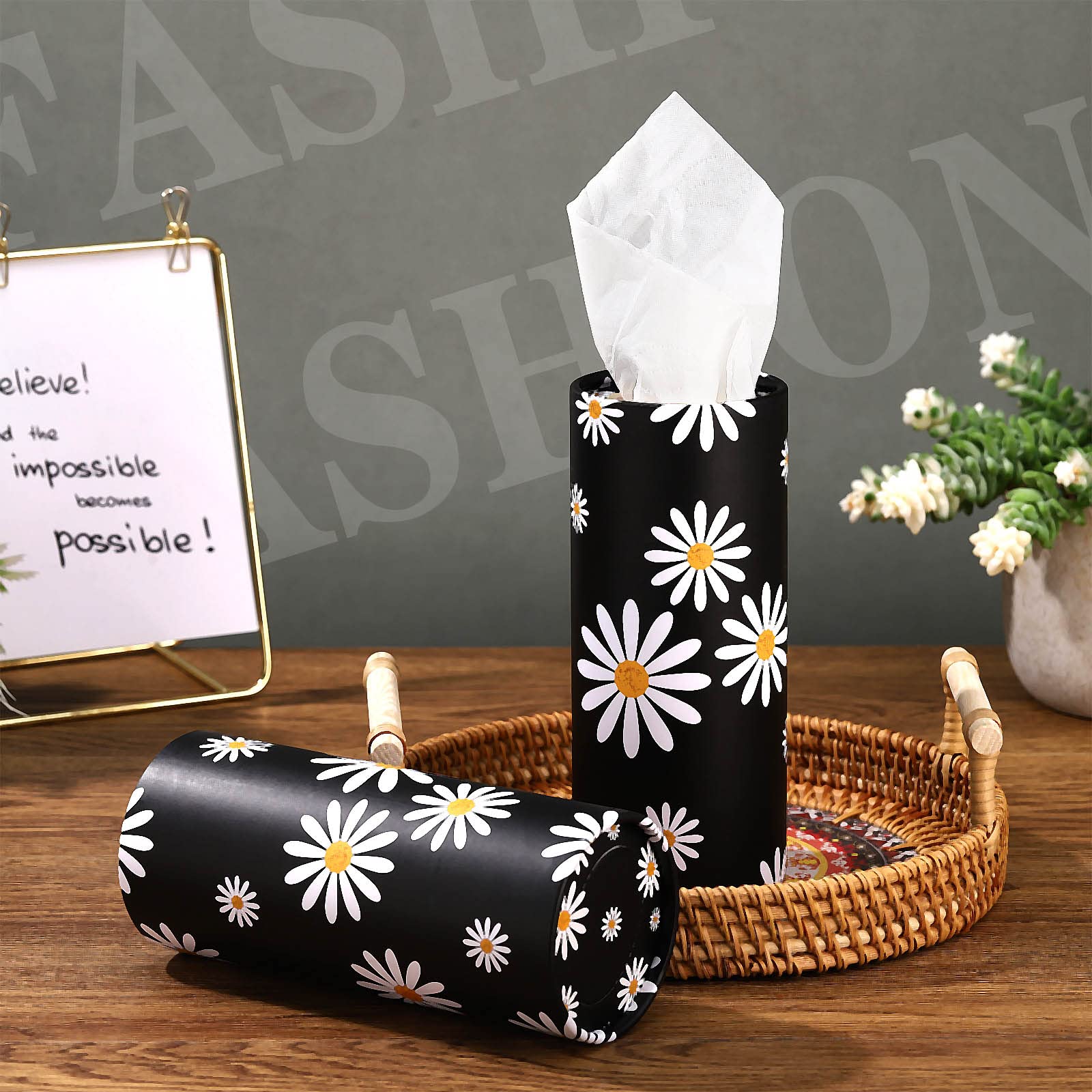8 Pack Car Tissue Holder - Round Cylinder Box for Cup Holder, Bulk Facial Tissue Storage, Travel Organizer (Flower Design) | Perfect for Cars, Trucks, RVs & Road Trips