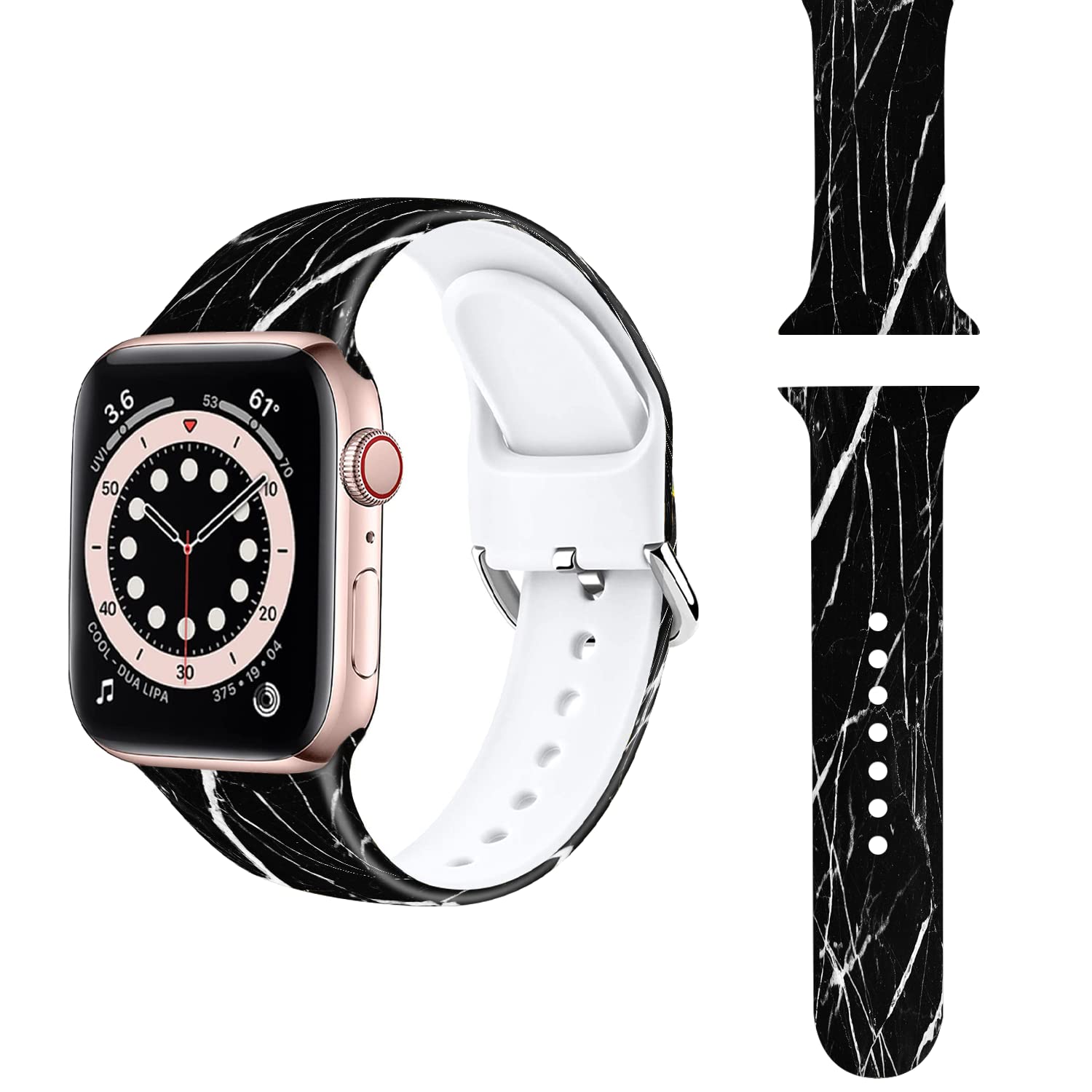 Premium Soft Silicone Sport Band for Apple Watch Series 7/6/5/4/3/2/1/SE - Compatible with 38mm 40mm 41mm 42mm 44mm 45mm Models - Durable & Comfortable Strap for Women & Men - Perfect for Workouts, Running & Everyday Wear