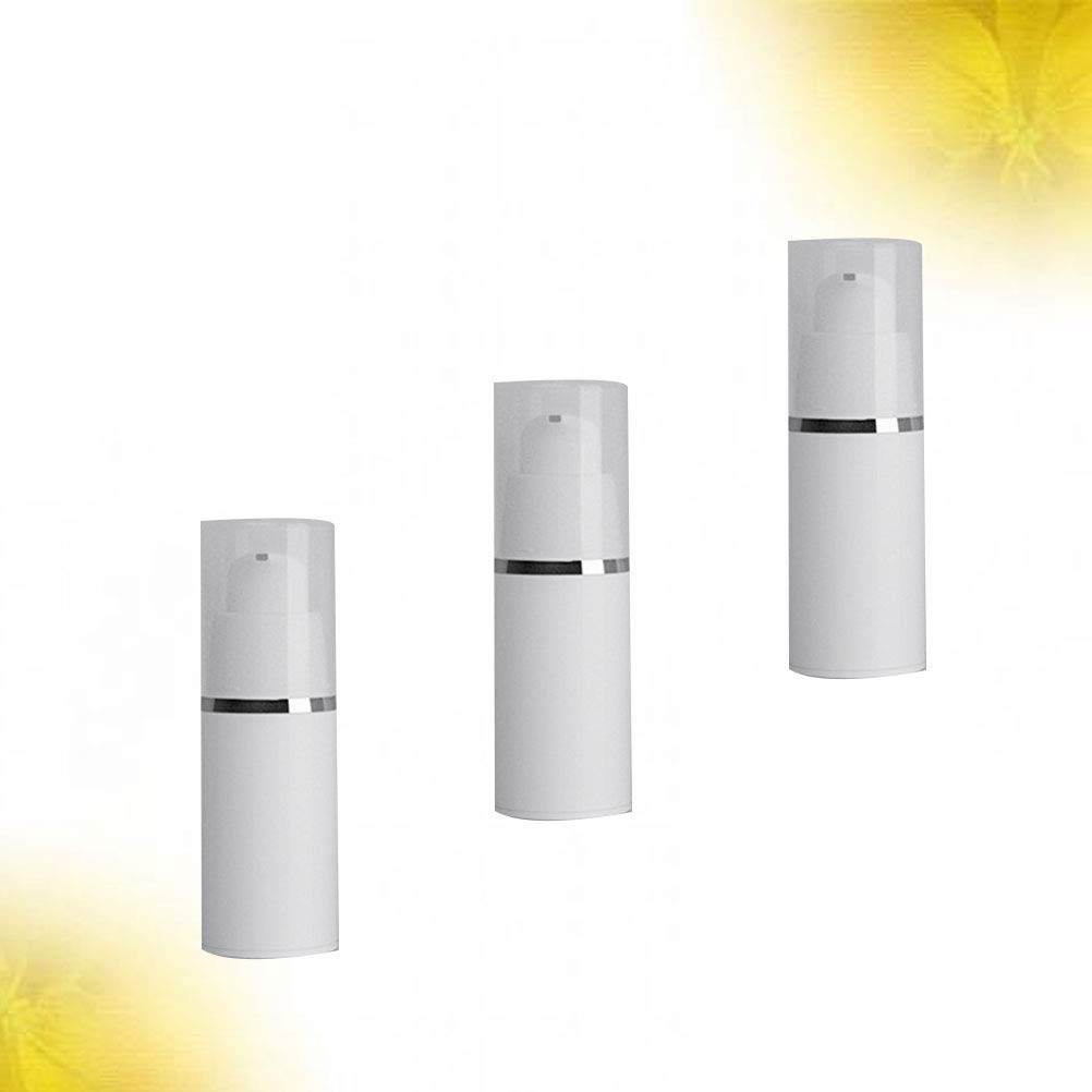 3-Piece Vacuum Pump Bottle Set - White Lotion Dispenser with Press Pump for Skincare & Cosmetics | Perfect for Travel, Bathroom & Salon Use