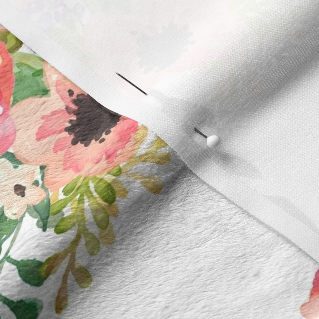 Boho Floral Arrow Printed Minky Fabric Fat Quarter - Soft Pink Green White Nursery Fabric for Sewing Baby Blankets, Quilt Backing & Plush Toys | DIY Girls' Room Decor & Cozy Home Projects