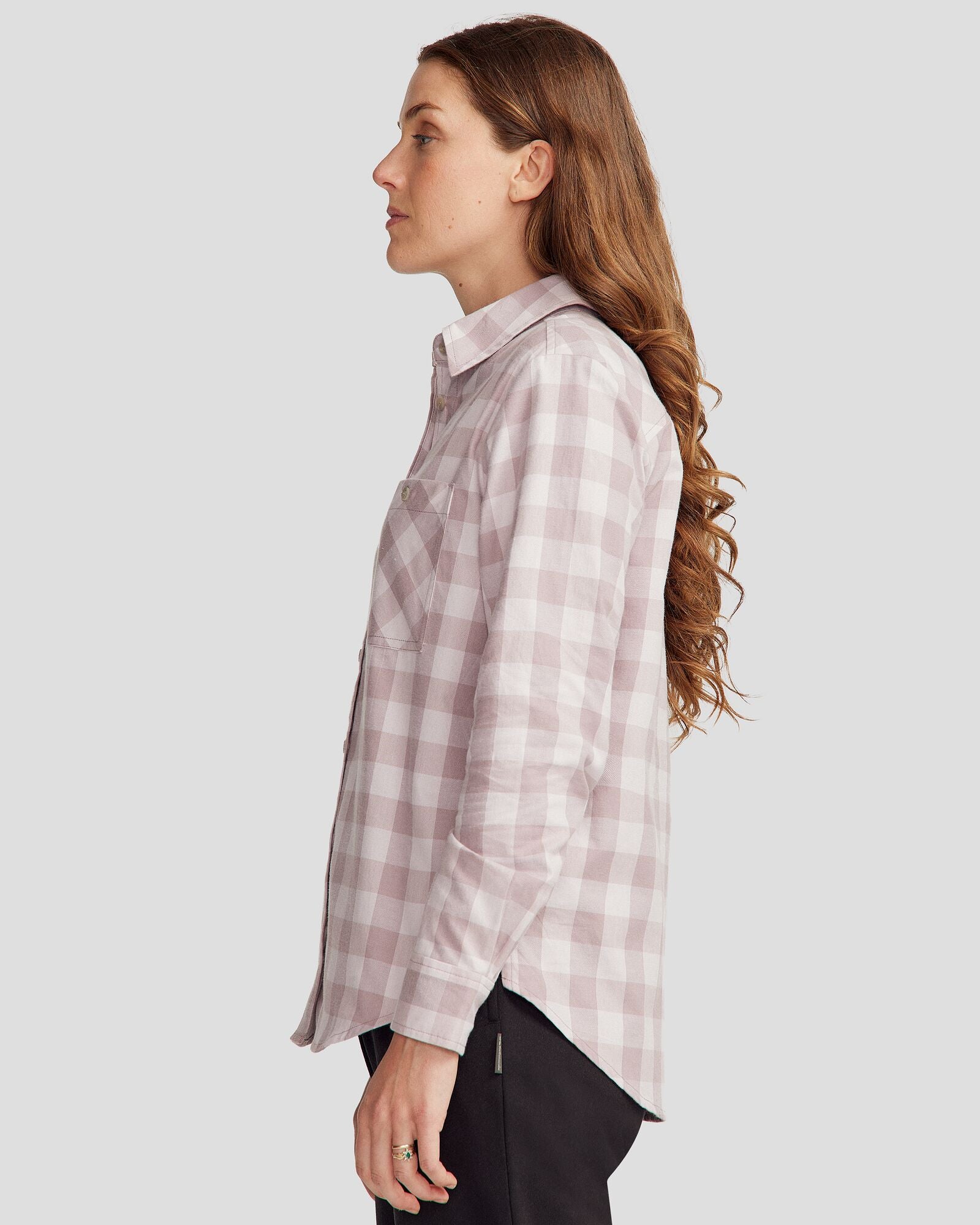 Women's Fyfe Long Sleeve Shirt - Thistle Gingham Plaid Top for Casual Wear & Office Outfits | Stylish Fall & Winter Fashion