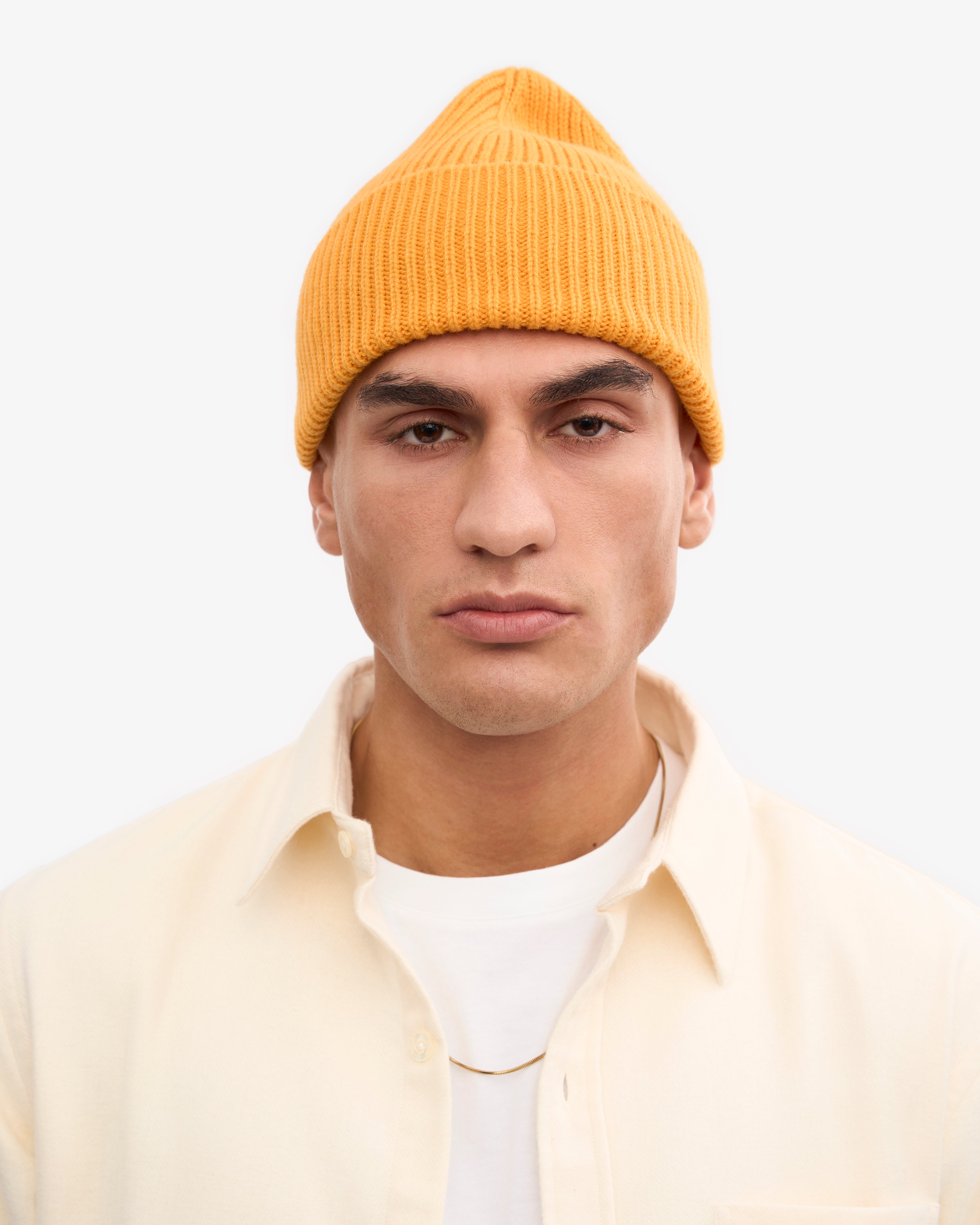Premium Merino Wool Beanie for Men & Women - Soft Warm Winter Hat in Burned Yellow - Perfect for Skiing, Hiking & Outdoor Activities