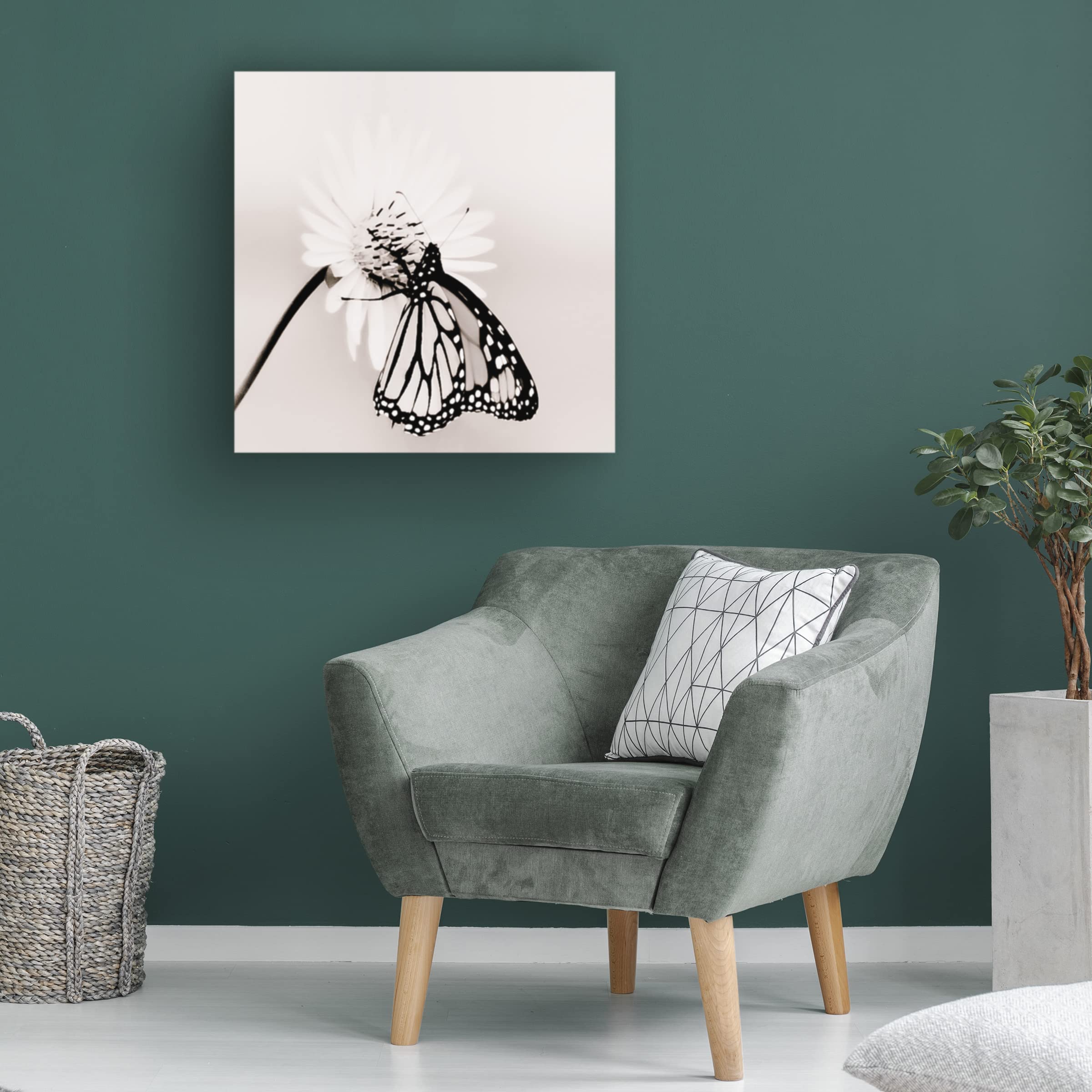 Blue Palomino 'Butterfly' Canvas Wall Art - Handmade Floral Nature Painting for Living Room, Bedroom & Office Decor