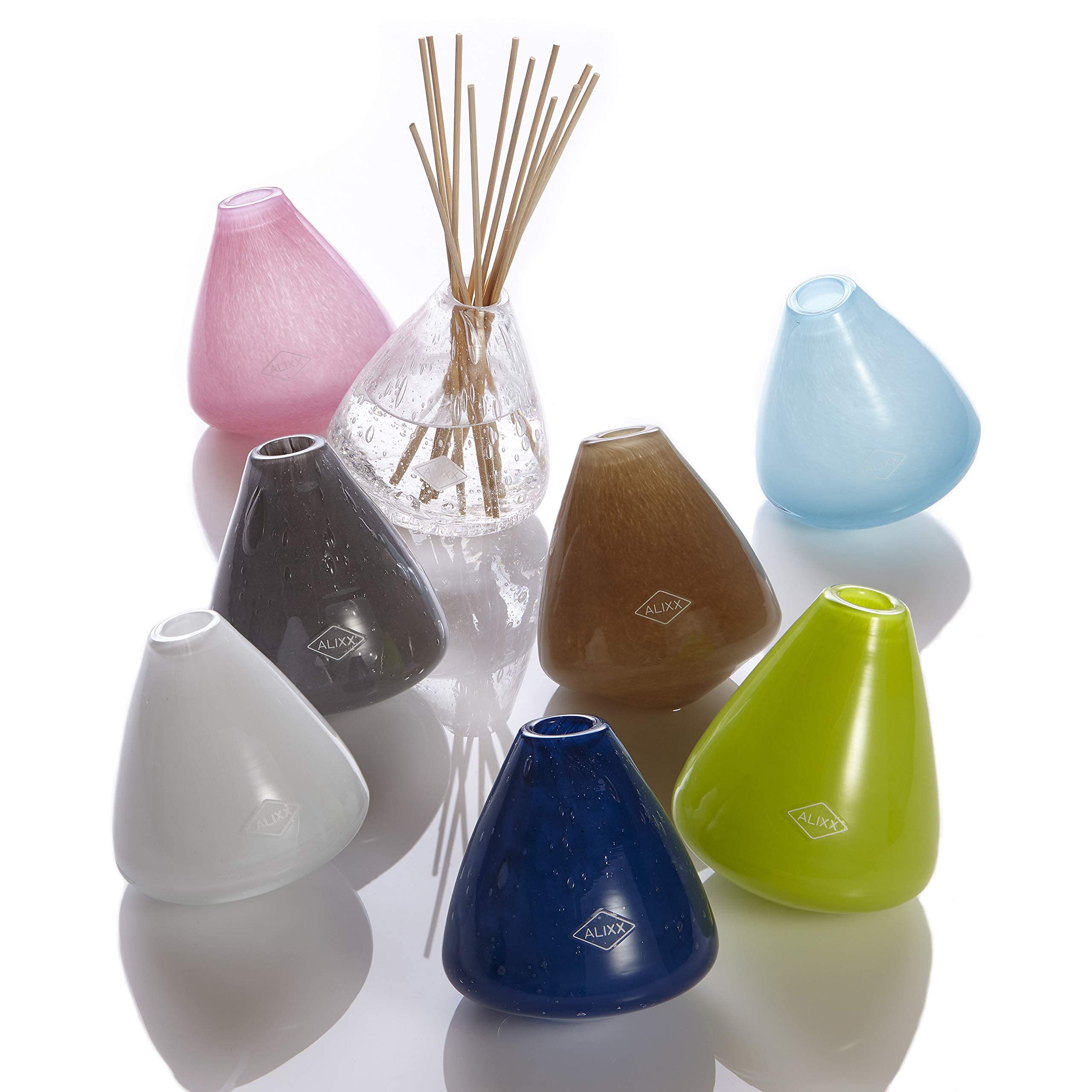 Premium Alixx Essential Oil Diffuser Set - Fleur de Lagoon & Navy Bubble Glass Aromatherapy Humidifier for Home, Office, Spa & Yoga Studio Relaxation