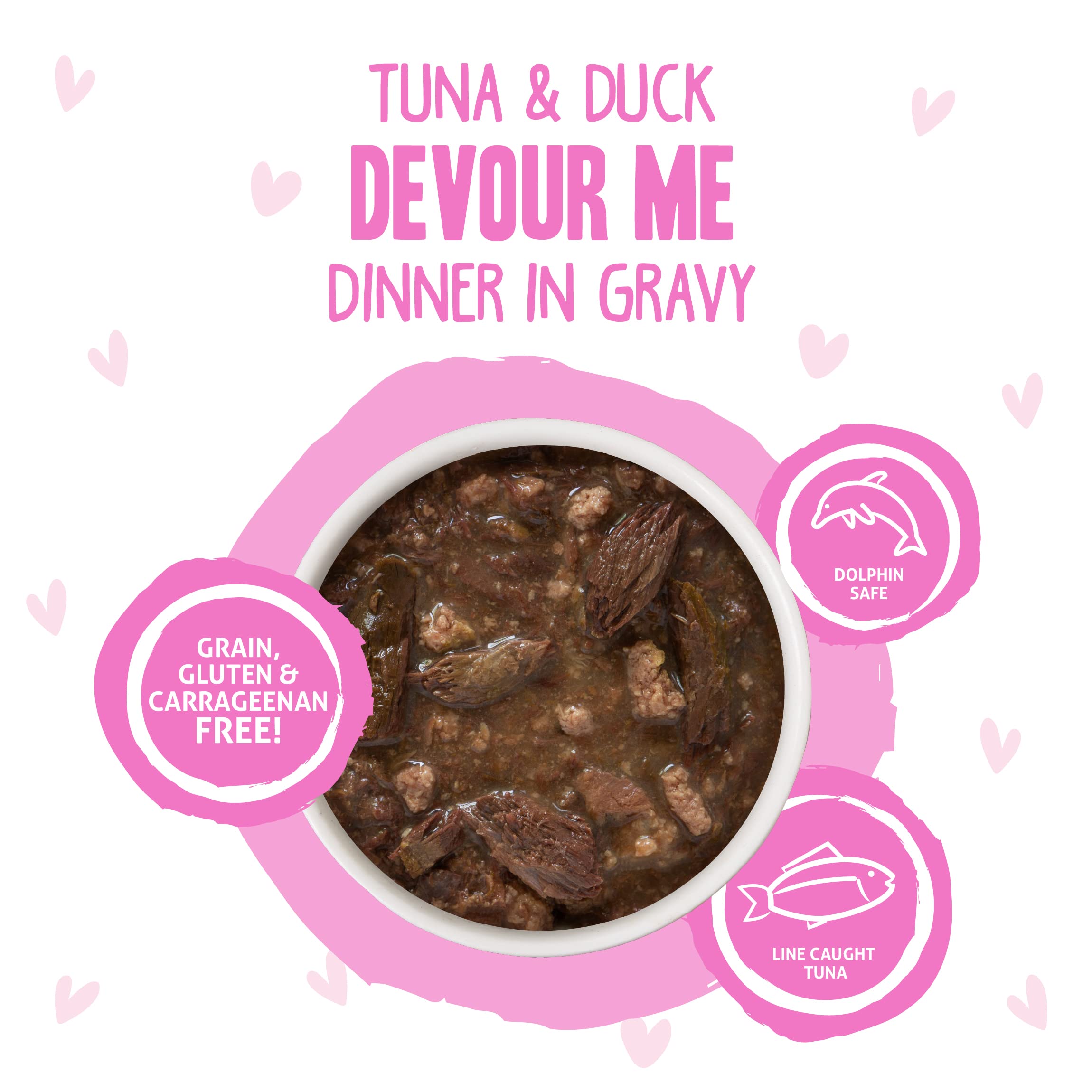 Weruva B.F.F. OMG Best Feline Friend Oh My Gravy! Tuna & Duck in Gravy Cat Food - Grain-Free, High Protein Wet Cat Food for Adult Cats, 3oz Pouch (Pack of 12) - Perfect for Mealtime, Travel & Treats
