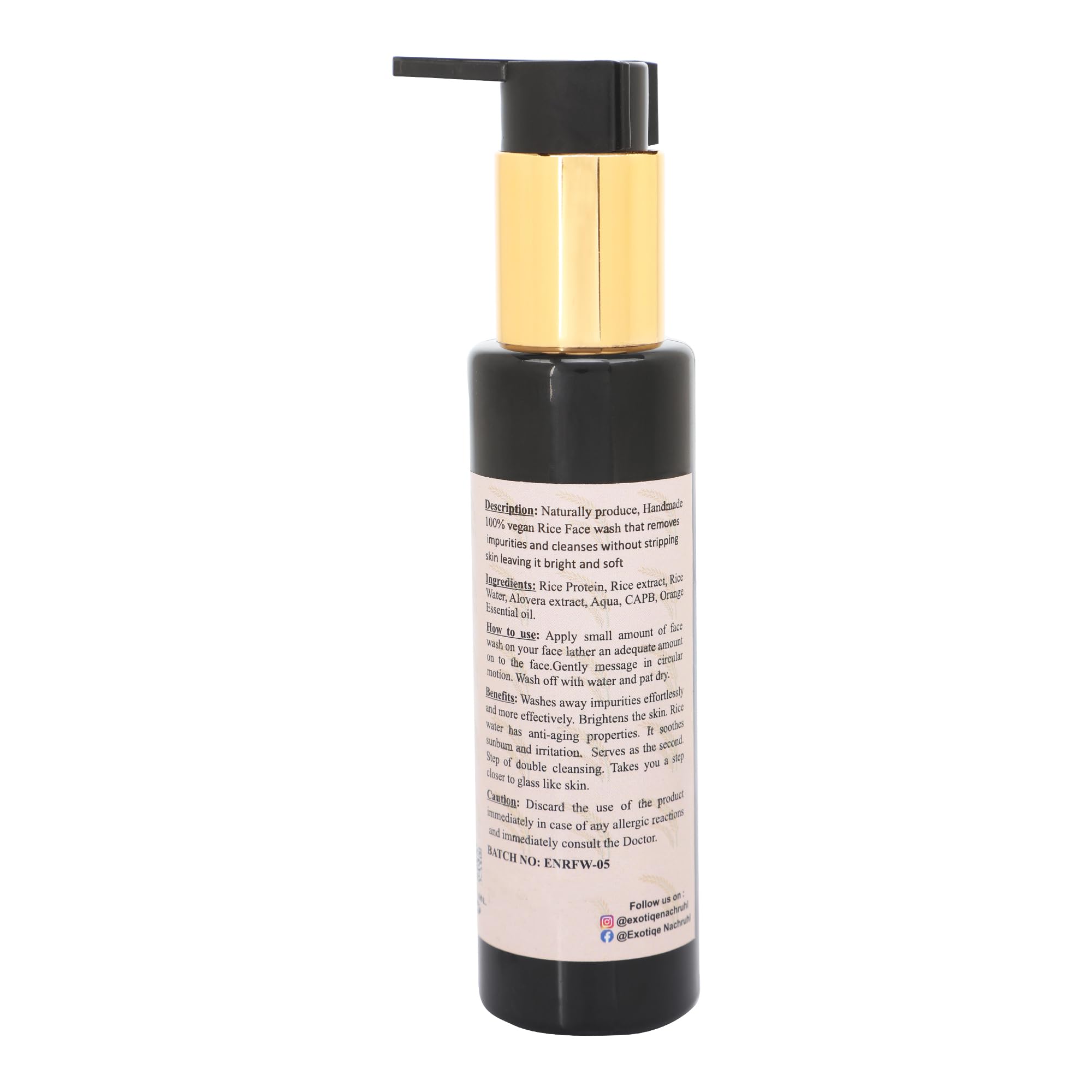 Exotiqe Nachruhl Rice Face Wash - Vegan, Natural Ingredients for Soft & Smooth Skin | Gentle Cleansing for Daily Skincare Routine & Sensitive Skin Care