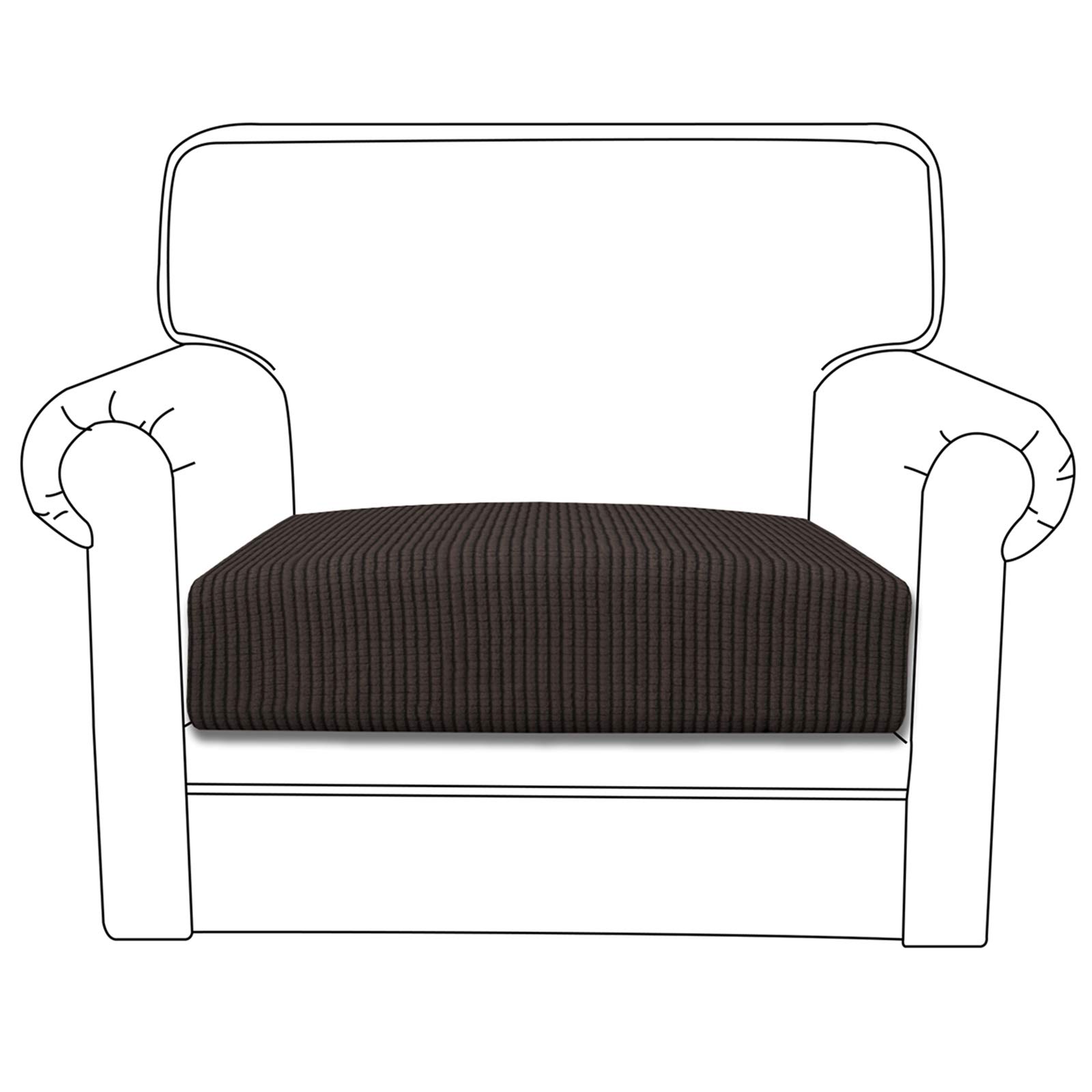 Stretchable Sofa Cushion Cover - Elastic Bottom Furniture Protector Slipcover for Chairs & Couches (Chocolate Brown) - Perfect for Living Room, Office & Home Decor
