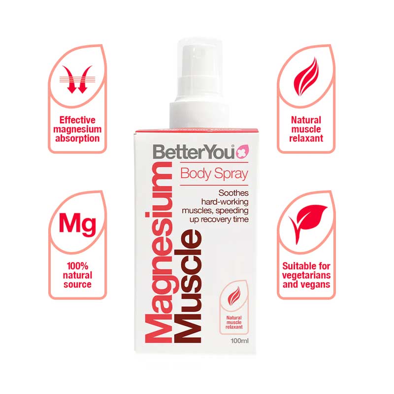 Better You Magnesium Muscle Spray - Fast-Acting Magnesium Oil for Muscle Recovery, Cramp Relief & Relaxation - Perfect for Athletes, Post-Workout & Nighttime Use