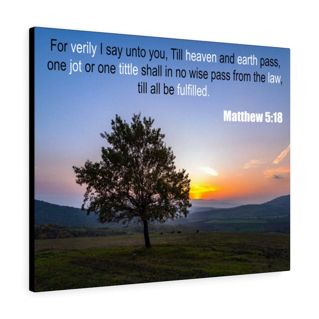 Christian Wall Art - Matthew 5:18 Bible Verse Print - Ready to Hang Scripture Decor for Home & Church - Perfect for Christian Gifts & Faith-Based Home Decor