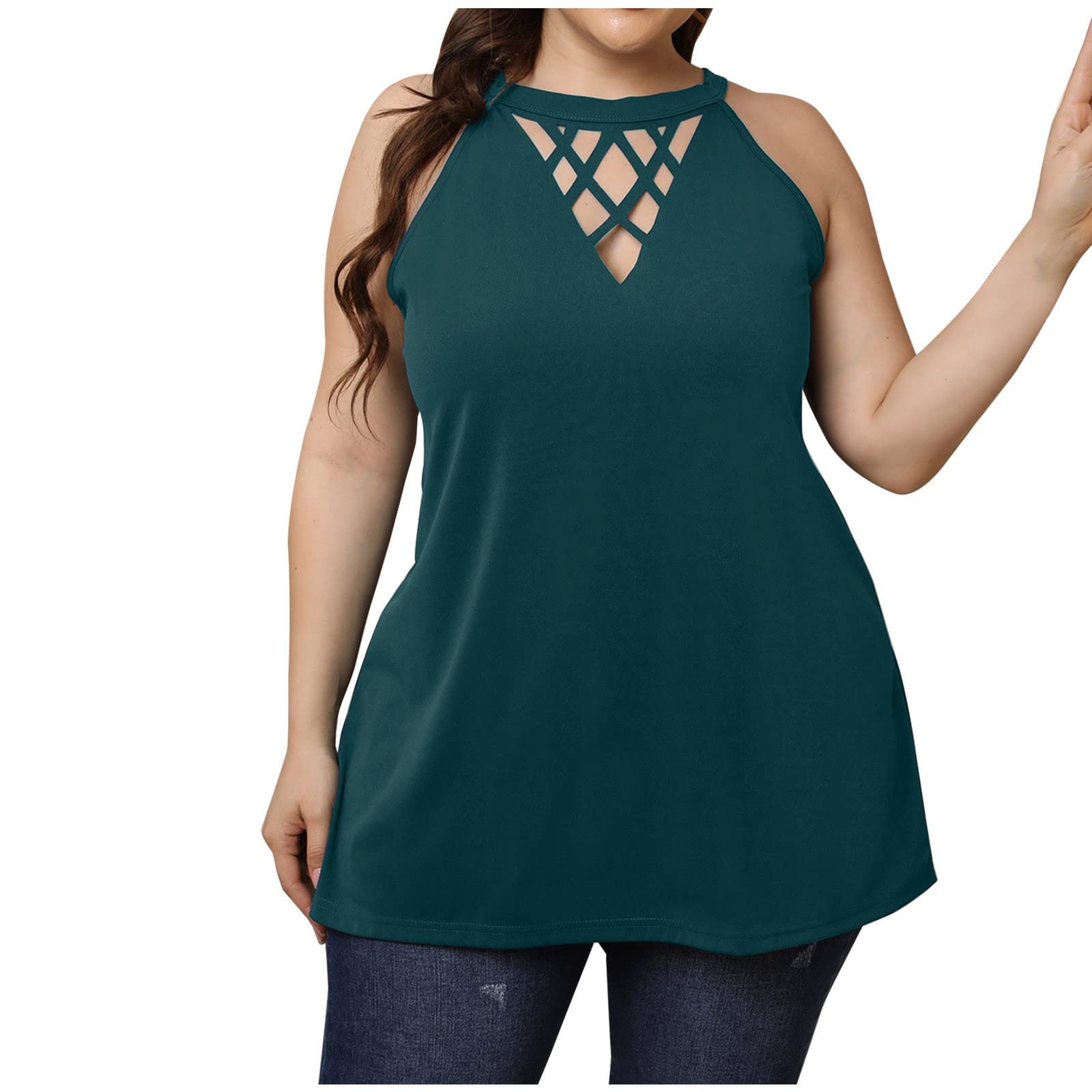 Plus Size Women's Summer Tops - Casual Short Sleeve Round Neck & V Neck Solid Color Shirts & Blouses for Work, Travel & Everyday Wear