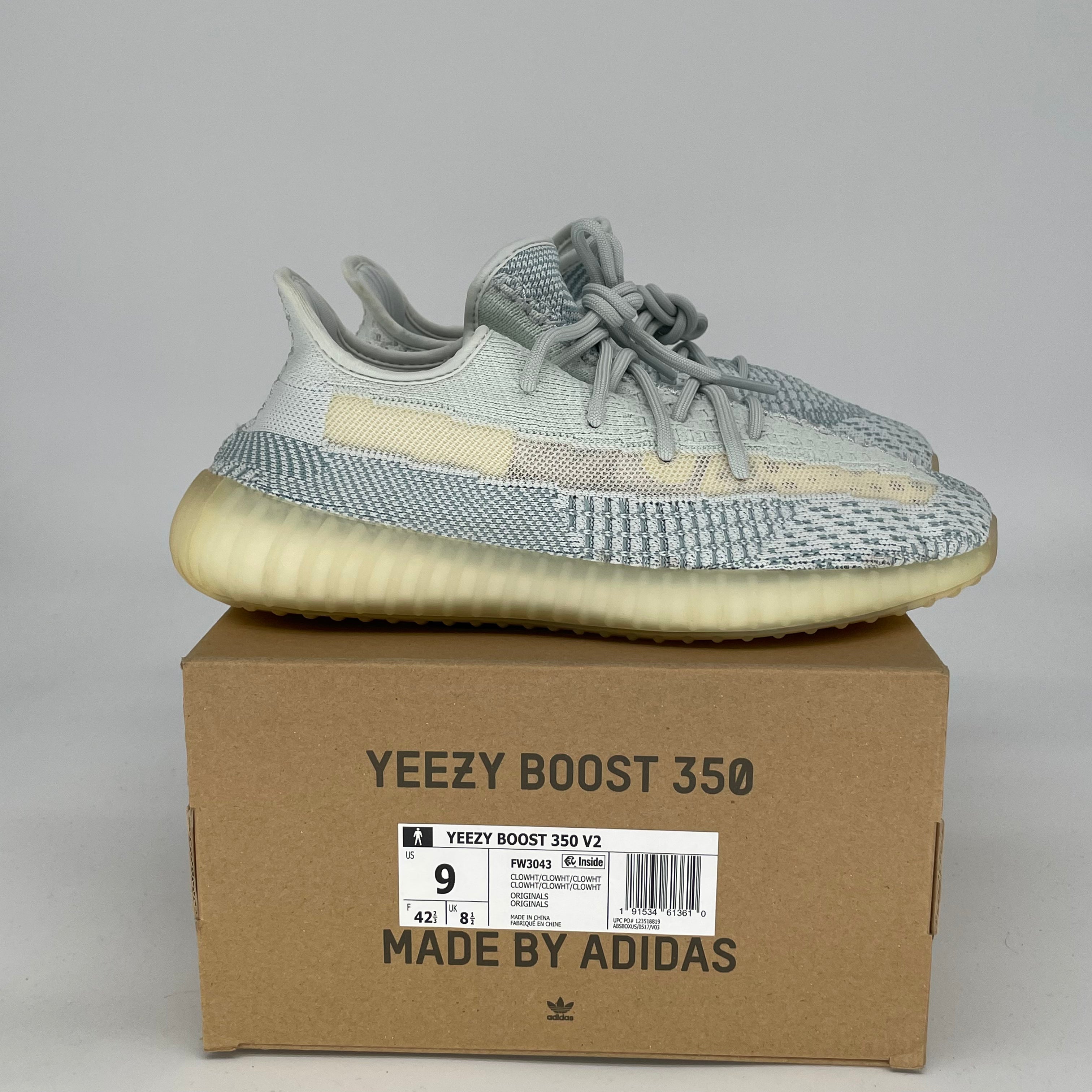 Adidas Yeezy Boost 350 V2 Cloud White Sneakers - Men's Size 9/Women's 10.5 (FW3043) | Comfortable Running Shoes for Gym, Casual Wear & Street Fashion