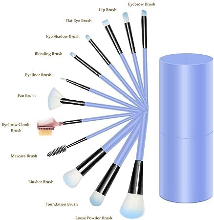 LANELLIE 12-Piece Professional Makeup Brush Set with Pink Beauty Blender - Foundation, Eyeshadow, Eyebrow, Eyeliner, Blush, Concealer & Contour Brushes - Perfect for Everyday Makeup, Travel & Professional Use