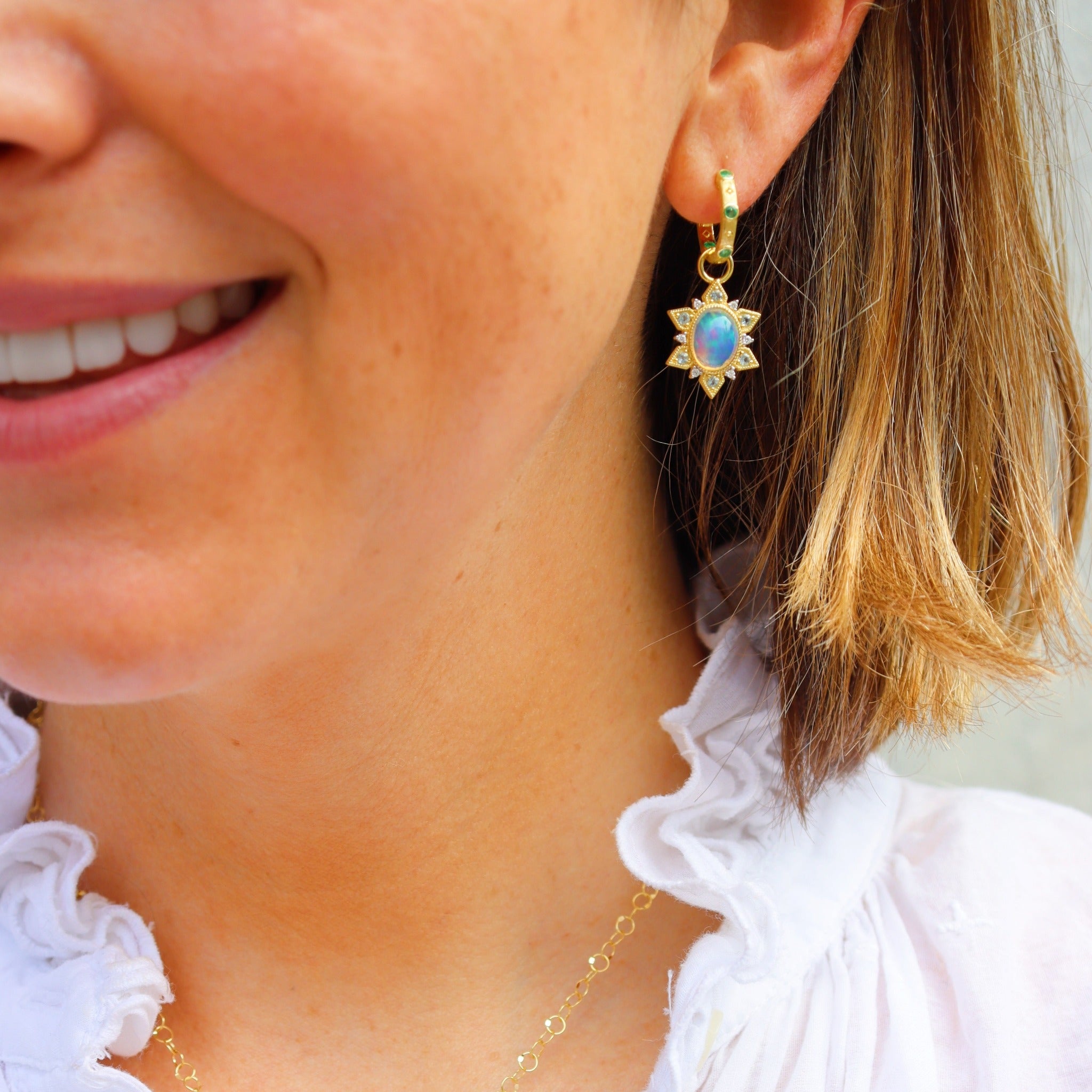 Exquisite Jude Frances Moroccan Opal Sunburst Earrings - Handmade Boho Chic Jewelry for Women - Perfect for Weddings, Parties & Everyday Elegance