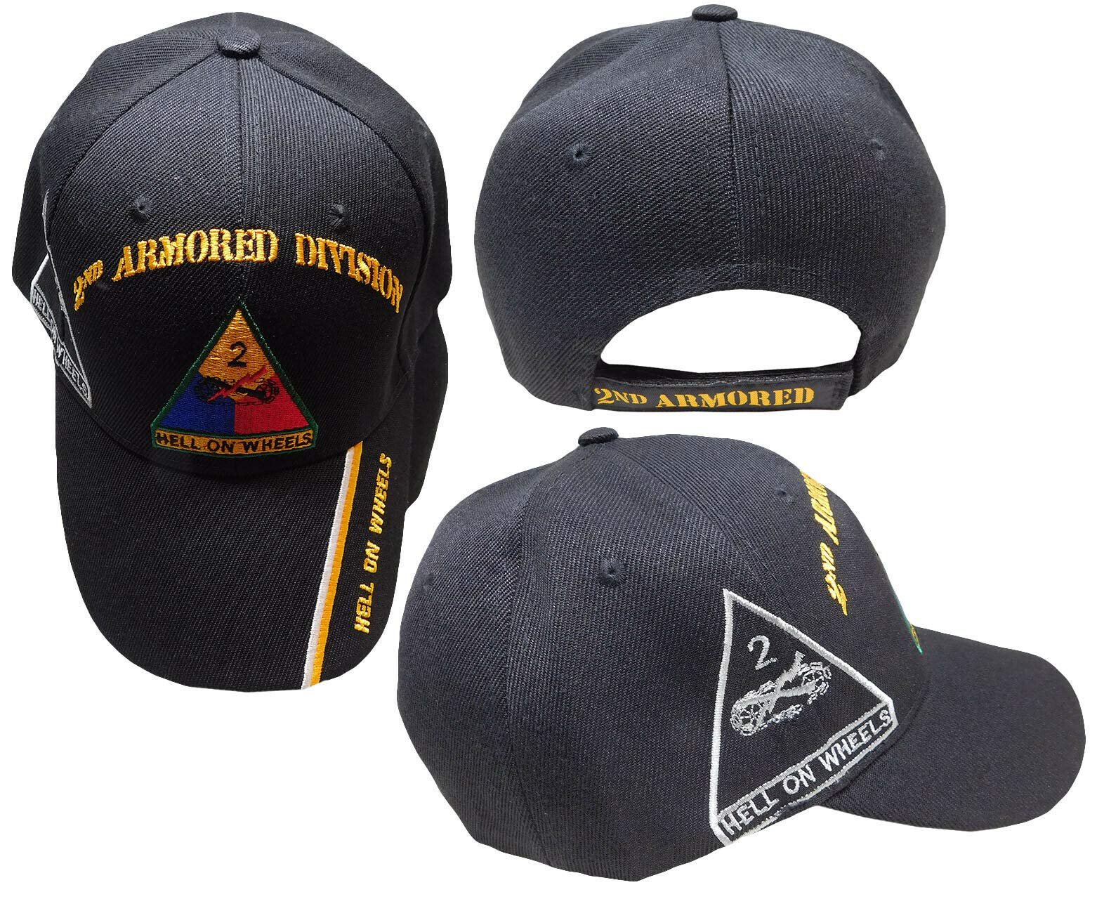 U.S. Army 2nd Armored Division 'Hell on Wheels' Embroidered Cap - Shadow Black Military Hat for Veterans & History Enthusiasts | Perfect for Outdoor Activities, Military Events & Patriotic Occasions