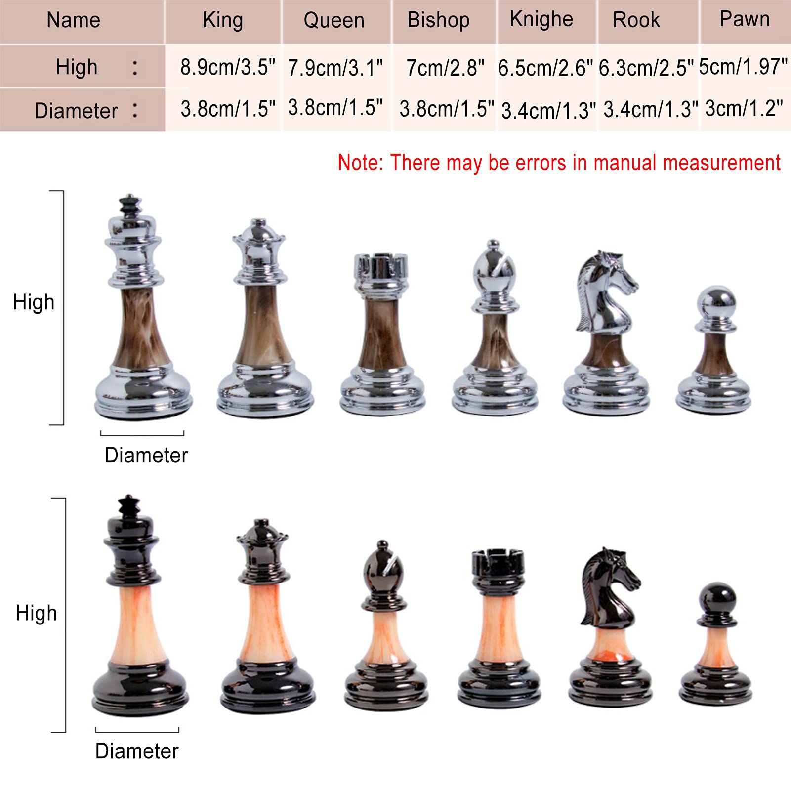 Premium Metal Chess Set for Adults & Kids - Luxury Folding Wooden Chess Board with Zinc Alloy & Acrylic Pieces - Portable Travel Chess Game Set for Home, Office, Park & Gifts - Strategy Board Game for Family & Friends