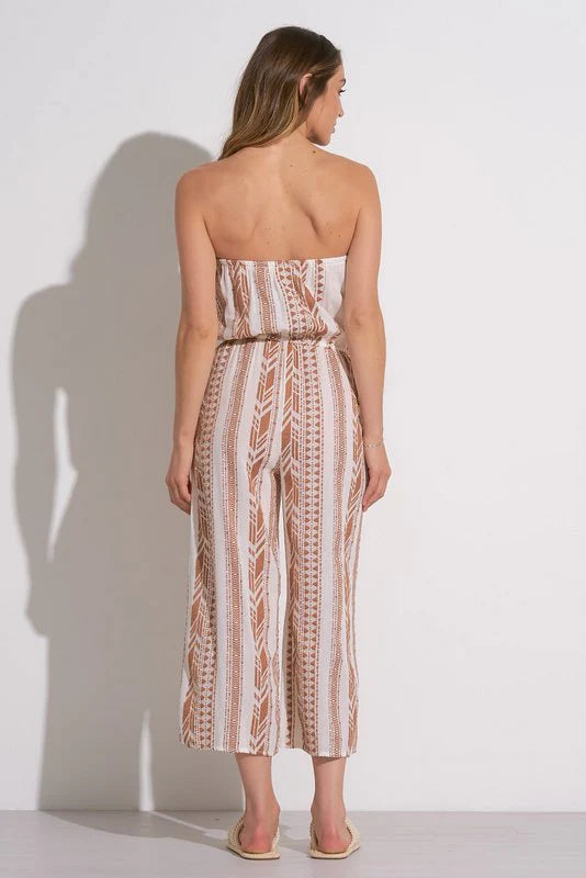 Strapless Crop Jumpsuit in Beige | Women's Fashion Romper | Perfect for Summer Outfits, Beach Vacations & Date Nights