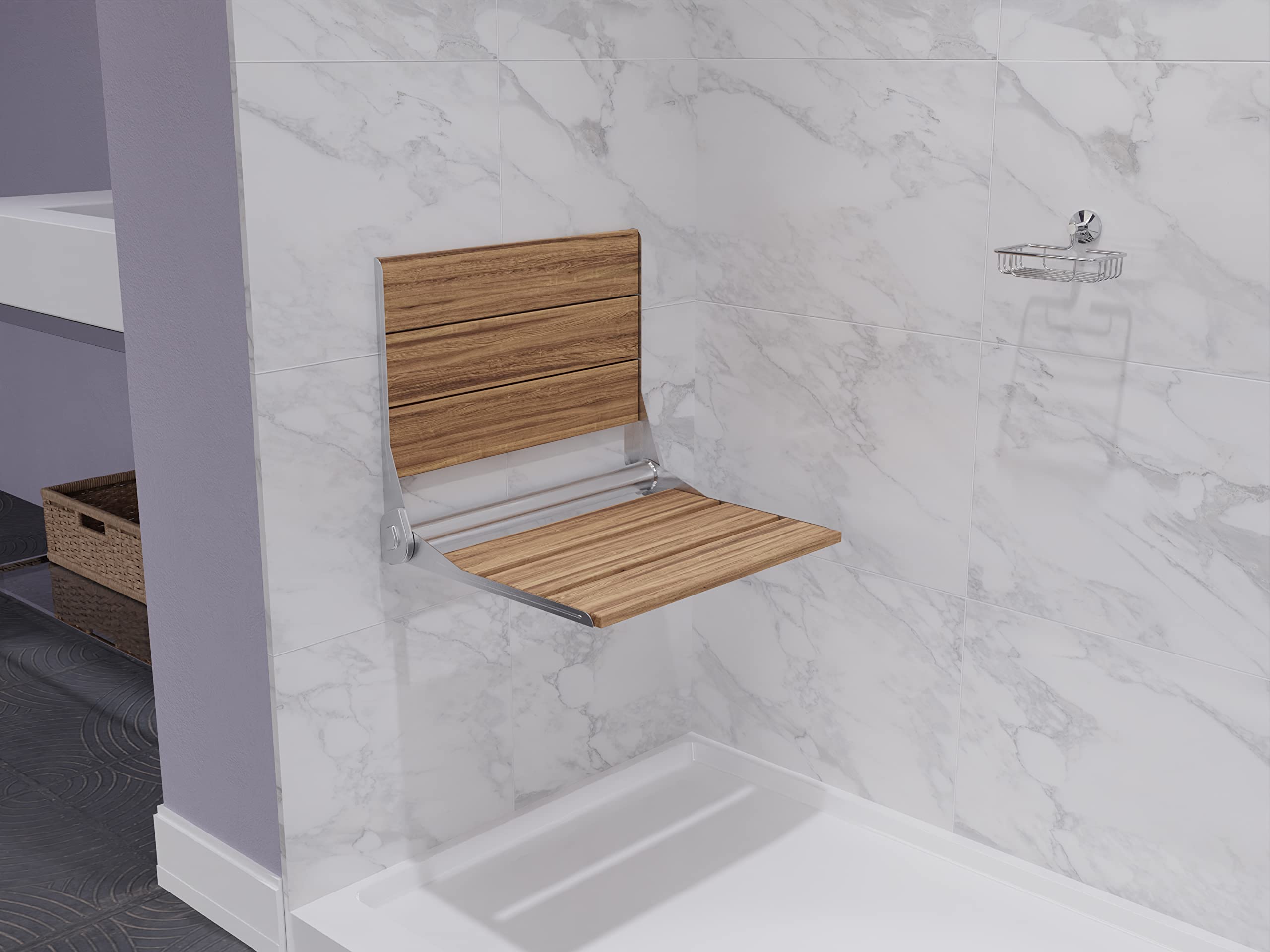 Premium Folding Teak Shower Bench - 18.7