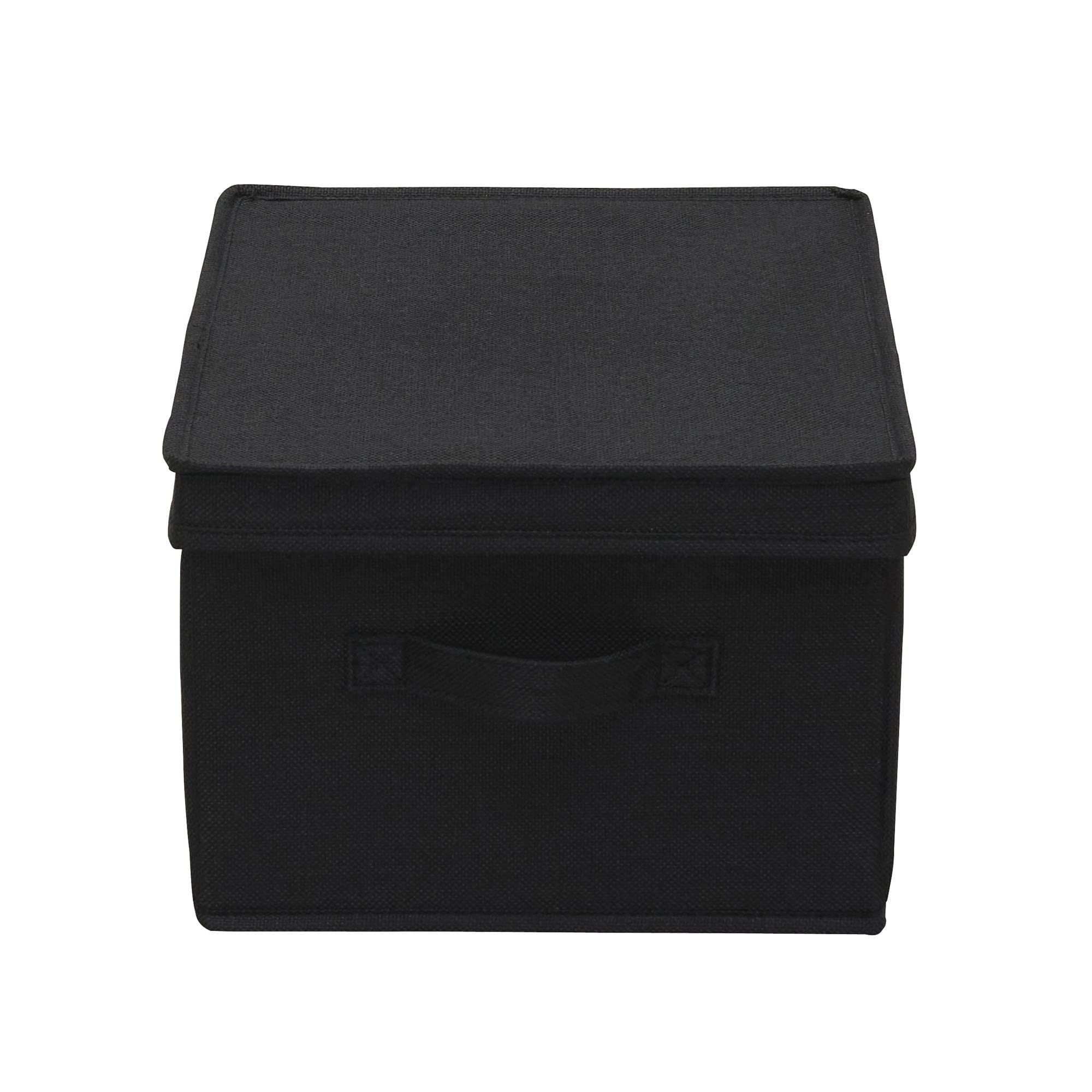 Large Fabric Storage Box with Lid - Set of 2, Black - Organize Closet, Nursery, or Office - Foldable Collapsible Storage Bins for Home Organization