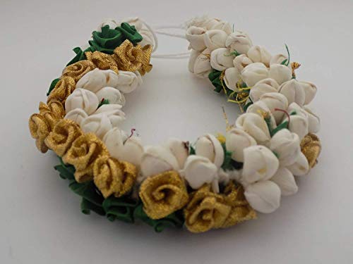 Elegant Glan Hair Decoration Juda Bun Flower Gajra Hair Accessories for Women - Multicolor Bridal Hair Jewelry - 20 Gram Pack of 1 - Perfect for Weddings, Parties & Special Occasions