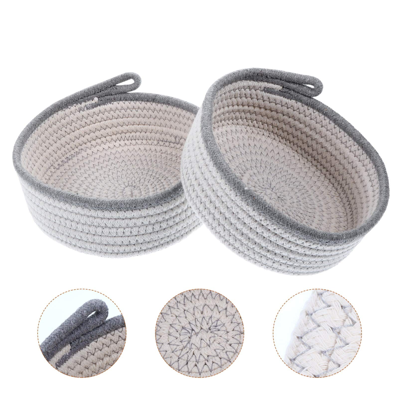Cabilock 2-Pack Cotton Woven Storage Baskets - Collapsible Oval Laundry Hamper & Decorative Catchall for Home Organization | Perfect for Baby Clothes, Desk Accessories & Bathroom Sundries