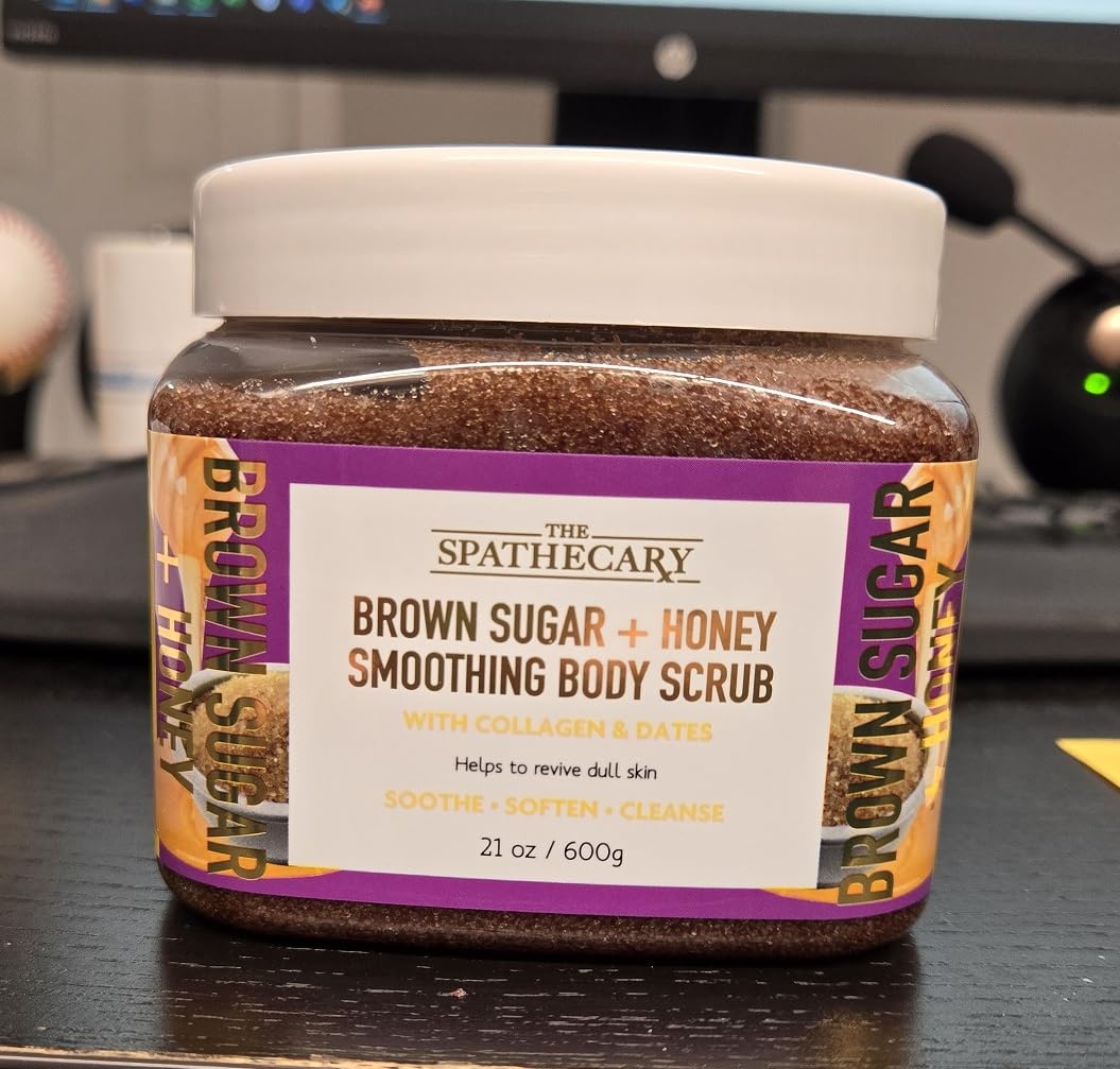Exfoliating Body Scrub with Brown Sugar & Honey - Nourishing & Smoothing Skin Care (21 oz) - Perfect for Dry Skin & Spa Day Self Care