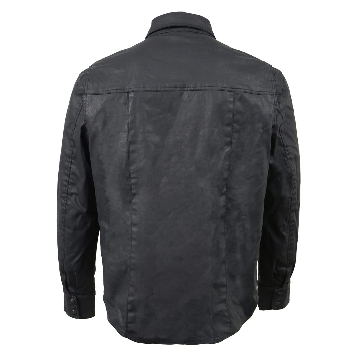 Milwaukee Leather MDM1603 Men's Black Waxy Coated Snap Front Shirt - Durable Workwear for Outdoor Activities & Motorcycle Riding