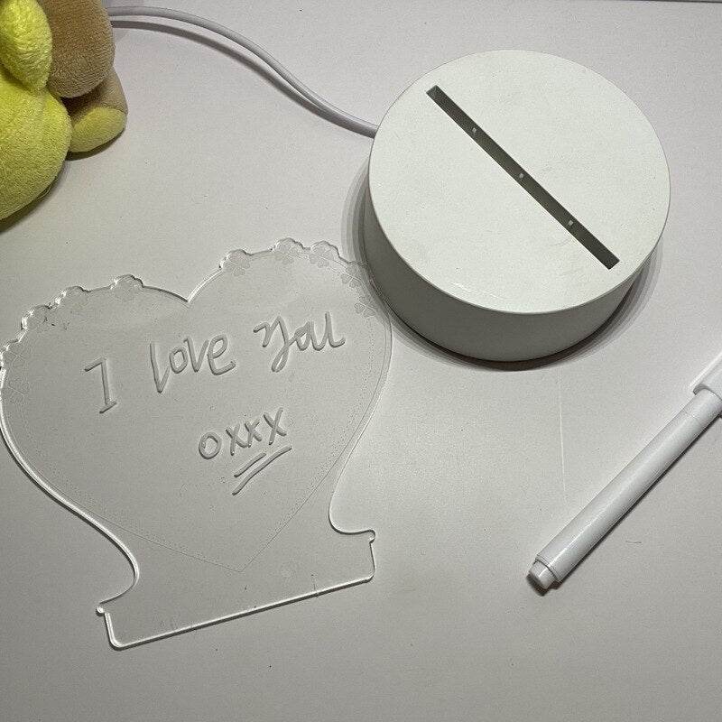 GlowWriter - Cute Kawaii LED Message Board Lamp for Bedroom, Desk & Nightstand - Customizable Light-Up Display for Notes, Quotes & Decor