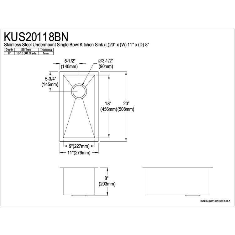 Premium Brushed Nickel Single Bowl Undermount Kitchen Sink - KUS20118BN | Durable Stainless Steel Design for Modern Kitchens | Perfect for Food Prep, Washing Dishes & Entertaining